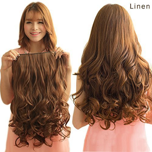 INAAYA Synthetic Curly Hair Extensions for Women - Golden Brown Clip-in Hairpieces for Parties, Weddings & Special Occasions | Heat-Resistant & Natural-Looking