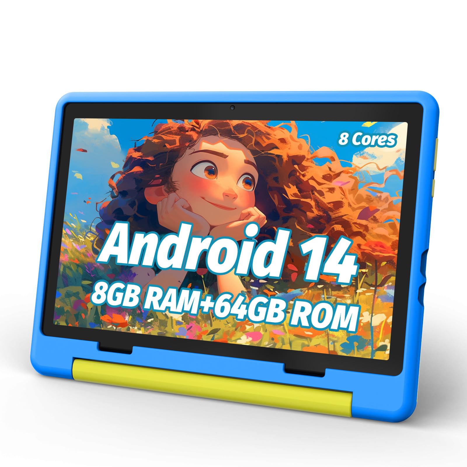 10 Inch Kids Tablet with Android 14 | Octa-Core 64GB Storage (Expandable to 1TB) | WiFi Children's Learning Tablet with Parental Controls & Dual Camera | Includes Protective Case | Perfect Gift for Toddlers & Kids | Ideal for Homeschooling, Travel, and Educational Entertainment