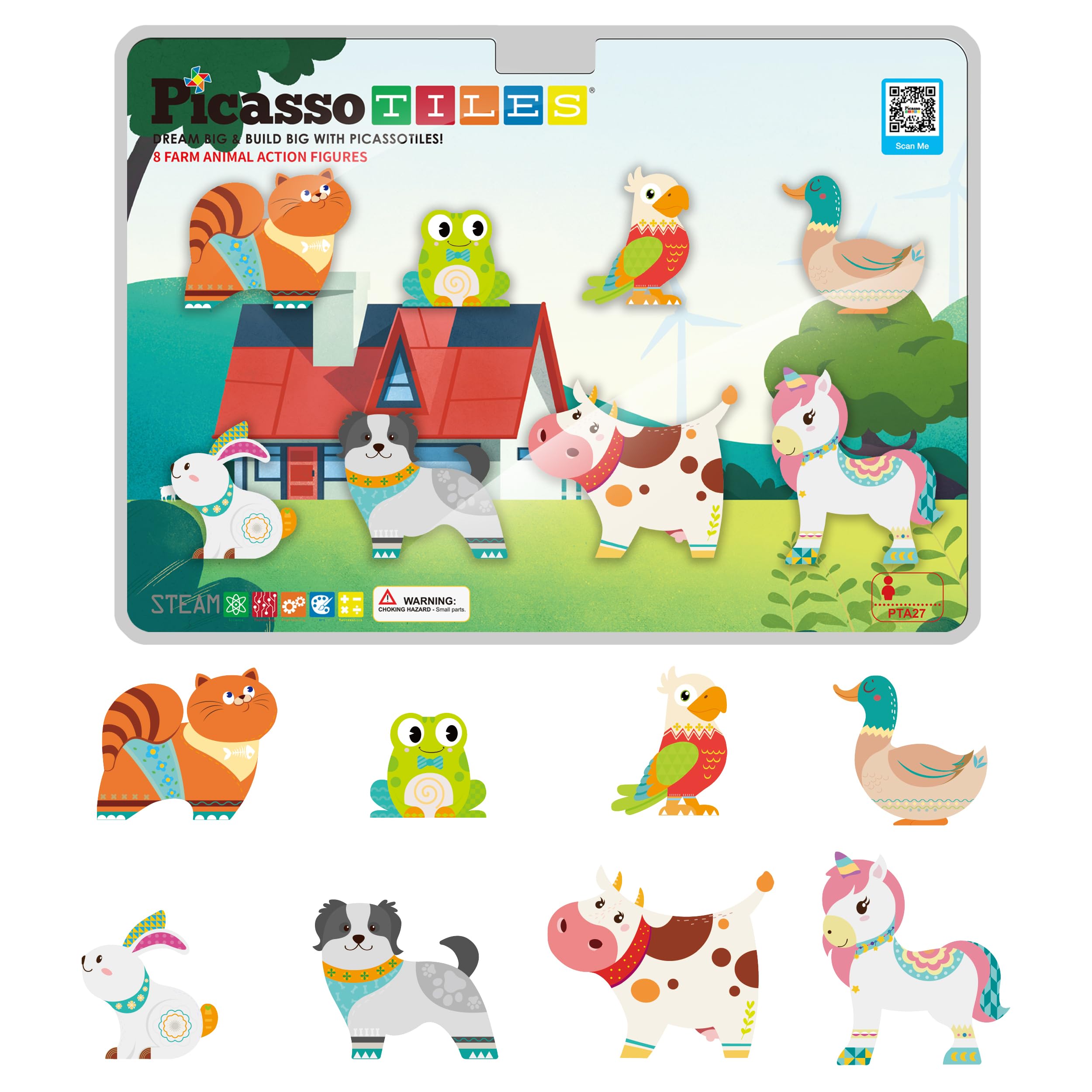 PicassoTiles Magnetic Farm Animal Blocks - STEM Toy for Kids Ages 3+ | Pretend Play & Learning