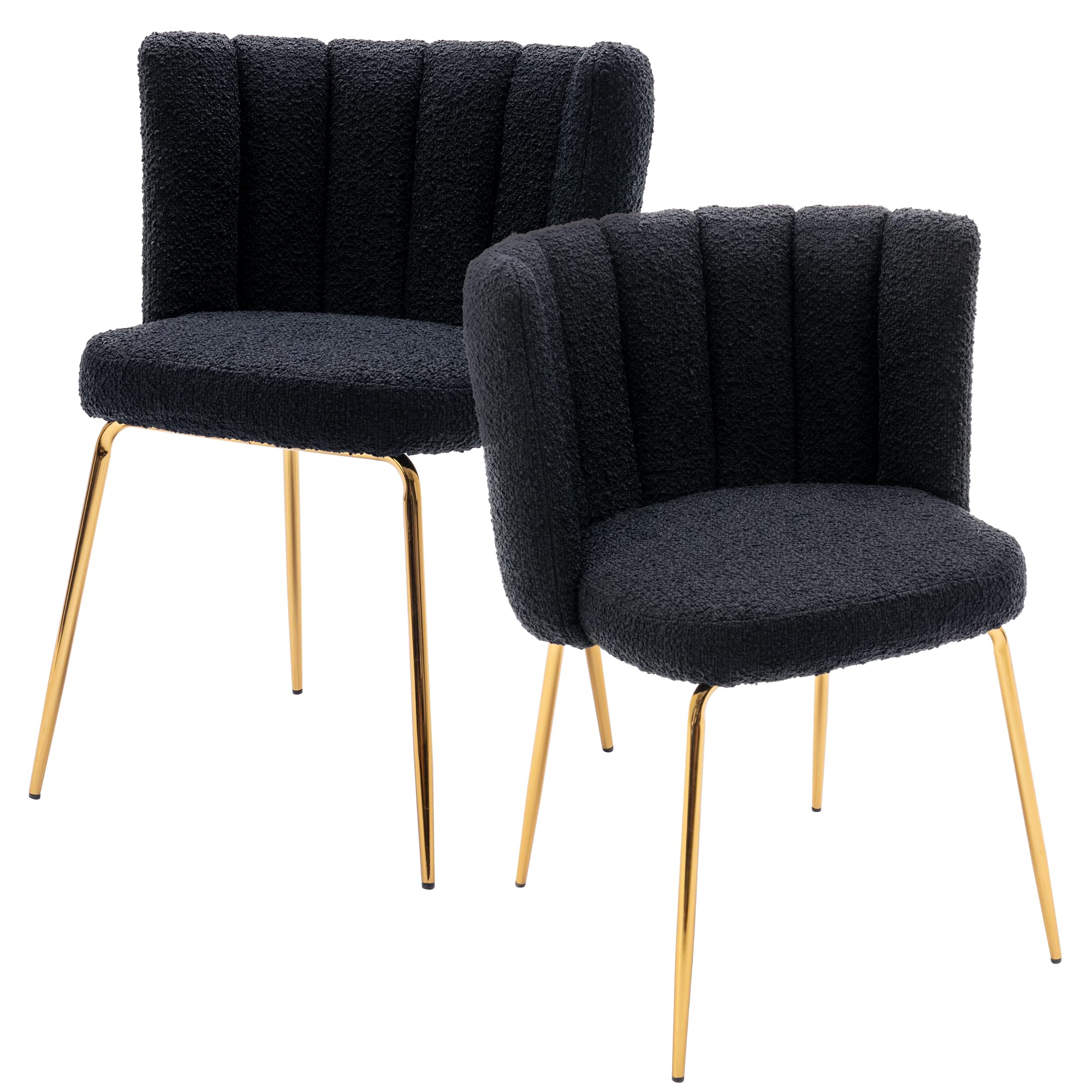 Modern Black Upholstered Dining Chairs with Gold Metal Legs - Set of 2, Elegant Accent Side Chairs for Kitchen, Dining Room & Living Room | Perfect for Home Decor, Entertaining Guests & Daily Use