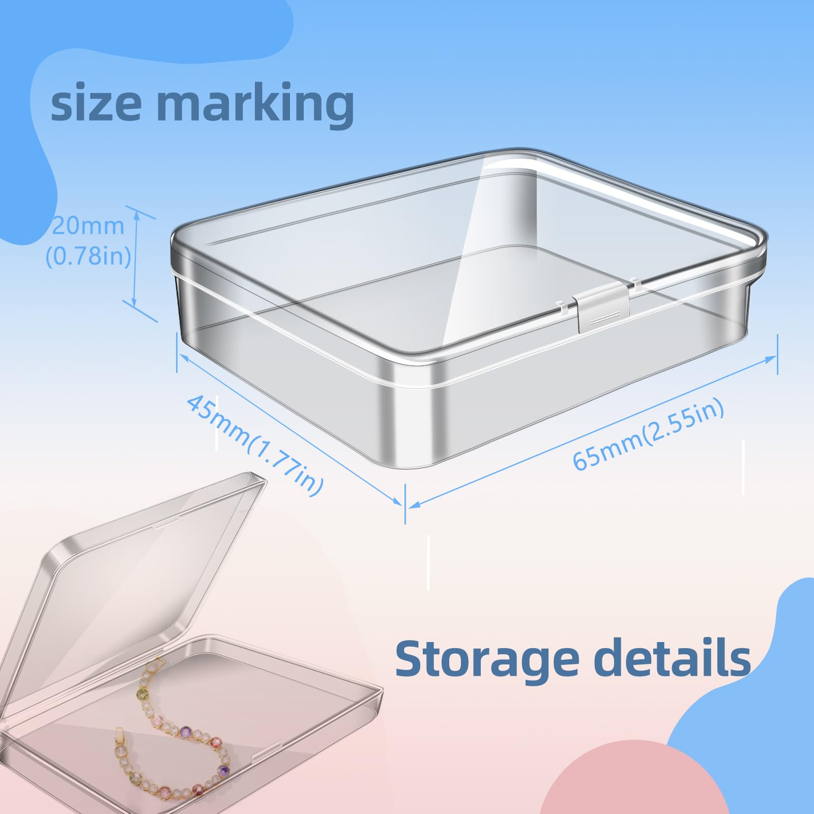 Clear Plastic Bead Organizer Box with Lid - Small Storage Container for DIY Crafts, Jewelry Making, Nail Art, Diamond Painting & Pills - Portable Craft Organizer for Home, Office & Travel Use
