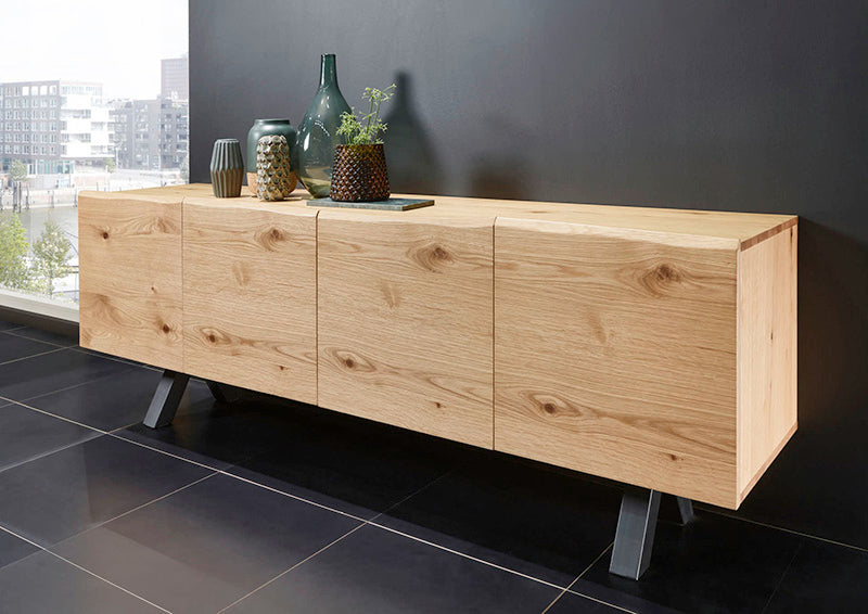 OLIVETO 200cm Sideboard Buffet Cabinet - Modern Brown & Black Wooden Storage Furniture for Dining Room, Living Room & Entryway
