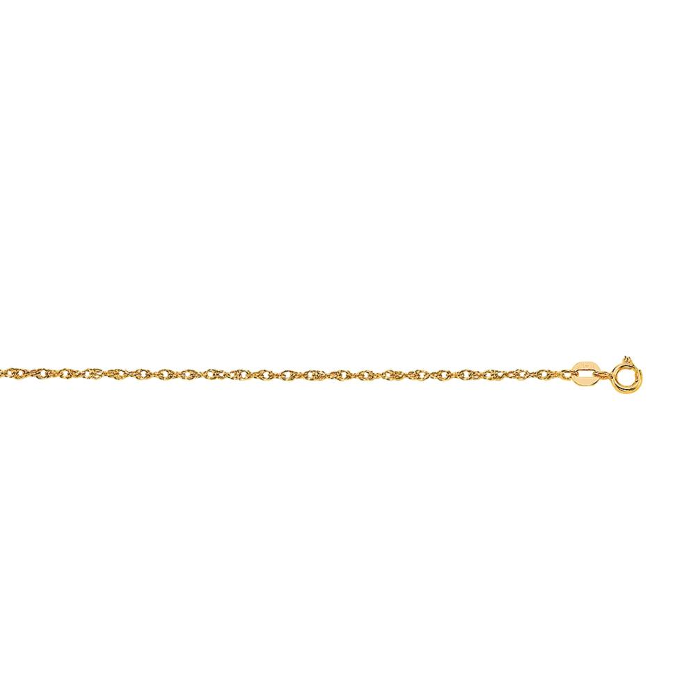 14K Gold 1.0mm Machine Rope Chain Necklace - 18-24 Inch Adjustable Length Solid Gold Rope Chain for Men & Women - Perfect for Everyday Wear, Gifts & Special Occasions