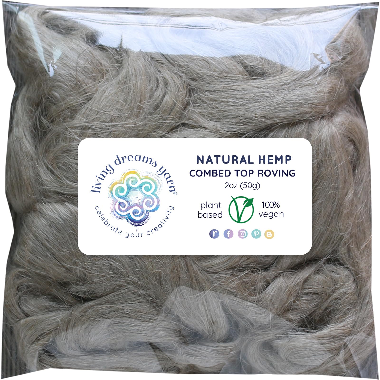 Organic Hemp Fiber Roving for Spinning, Blending & Felting - Natural Vegan Combed Top Fiber for Knitting, Weaving & DIY Fiber Arts Projects - Perfect for Yarn Making, Handcrafts & Sustainable Textiles