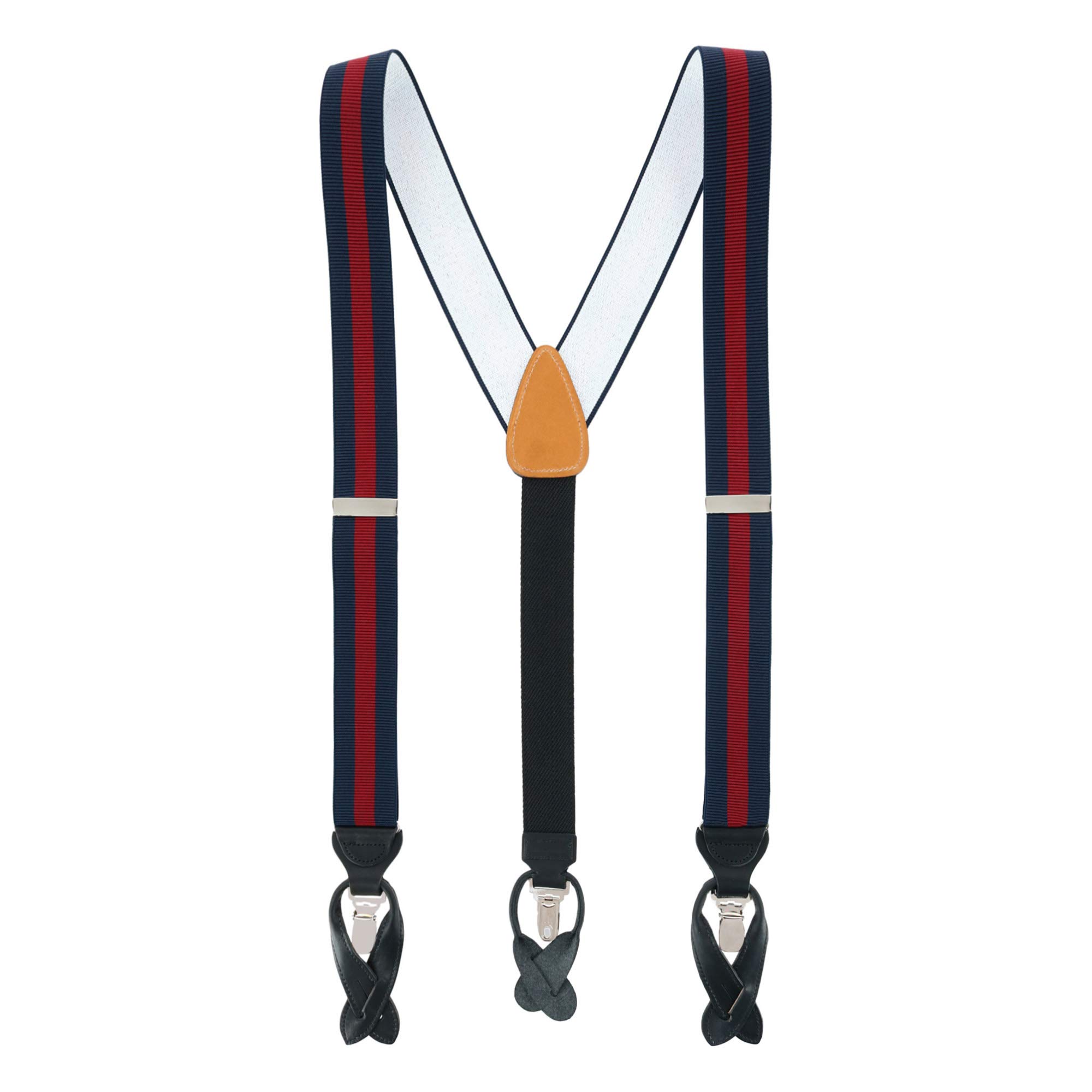 Trafalgar Big & Tall Oliver Stripe Convertible Suspenders for Men - Adjustable Elastic Braces for Formal & Casual Wear - Perfect for Suits, Pants & Office Attire