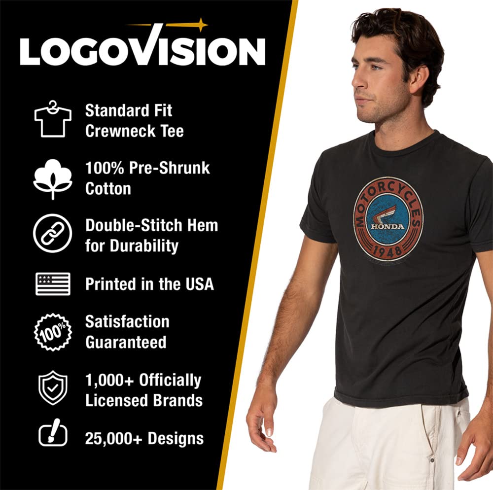 **Honda Motorcycle T-Shirt for Men - Short Sleeve Officially Licensed Riding Apparel - Perfect for Bikers, Motorcycle Enthusiasts & Casual Wear**