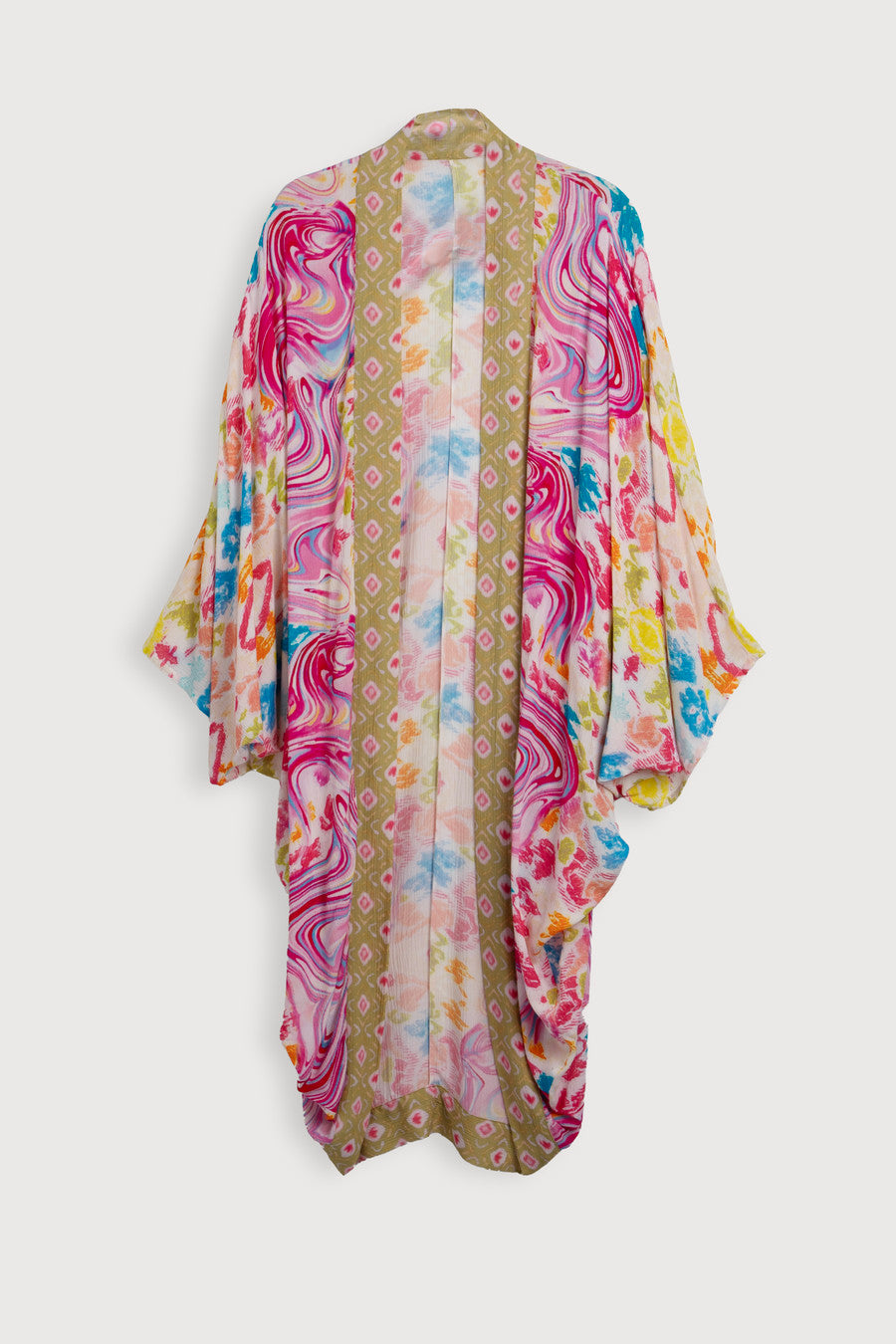Elegant Multicolor Marble Print Kimono Robe - Lightweight Summer Cover Up for Women - Perfect for Beach, Poolside, and Lounge Wear