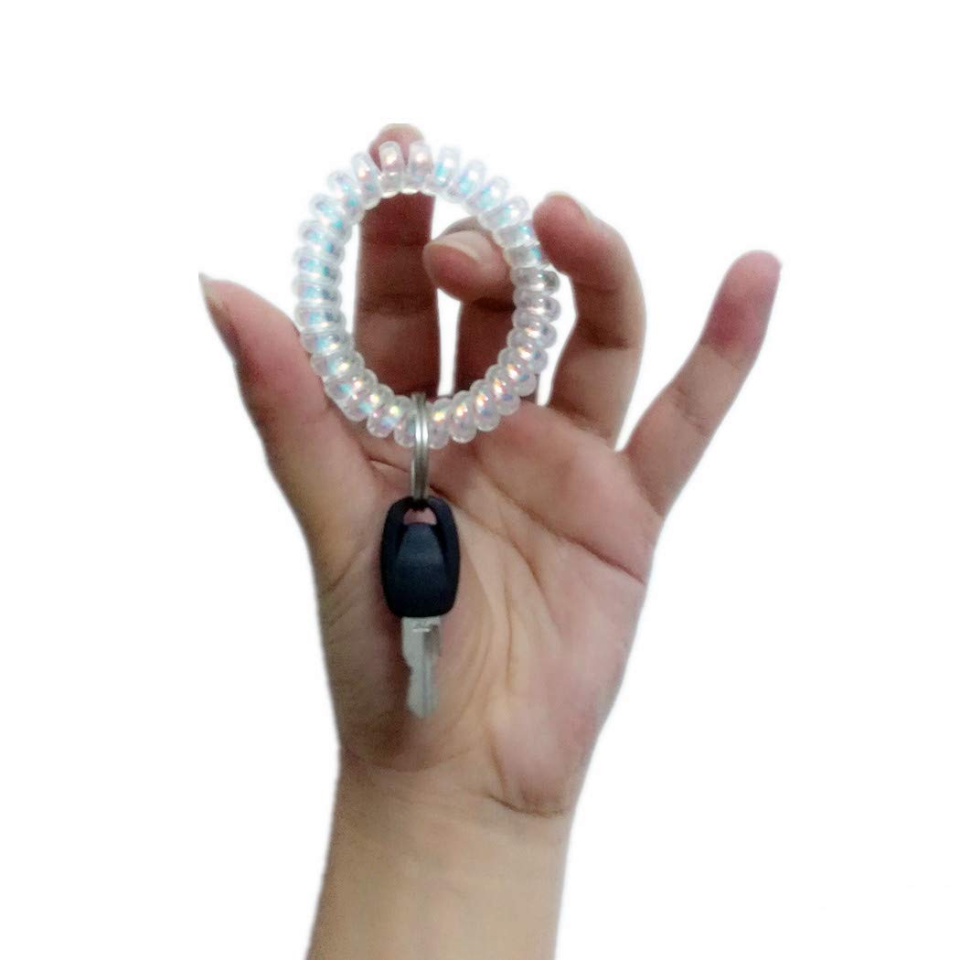 Flexible Spiral Wristband Bracelet with Keychain - Durable Spring Coil Wrist Band & Key Ring Holder for Keys, ID Cards, and Small Essentials - Perfect for Gym, Work, Travel, and Outdoor Activities