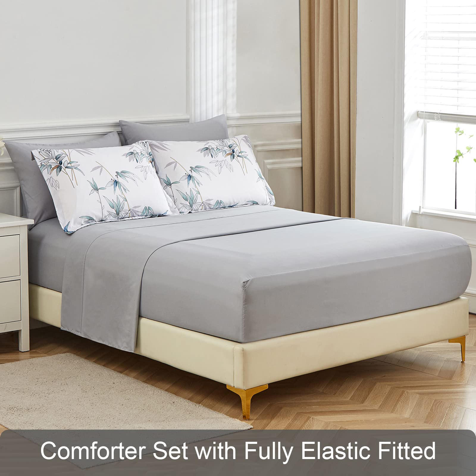 King Size Comforter Set - 7 Piece Bed in a Bag, Soft Lightweight Microfiber Bedding Set with Sheets & Pillowcases (White) - Perfect for Master Bedroom, Guest Room & Cozy Home Decor
