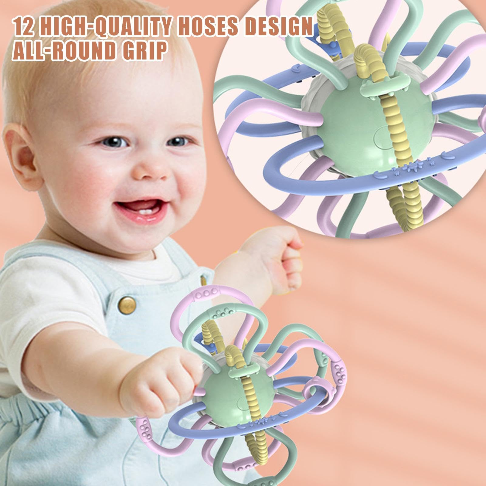 Sensory Teething Toy Ball for Babies 0-2 Years - Chewable Rattle Toy for Toddlers, Soothing Teether for Boys & Girls - Perfect for Teething Relief & Early Learning Development | Use at Home, Daycare or On-the-Go