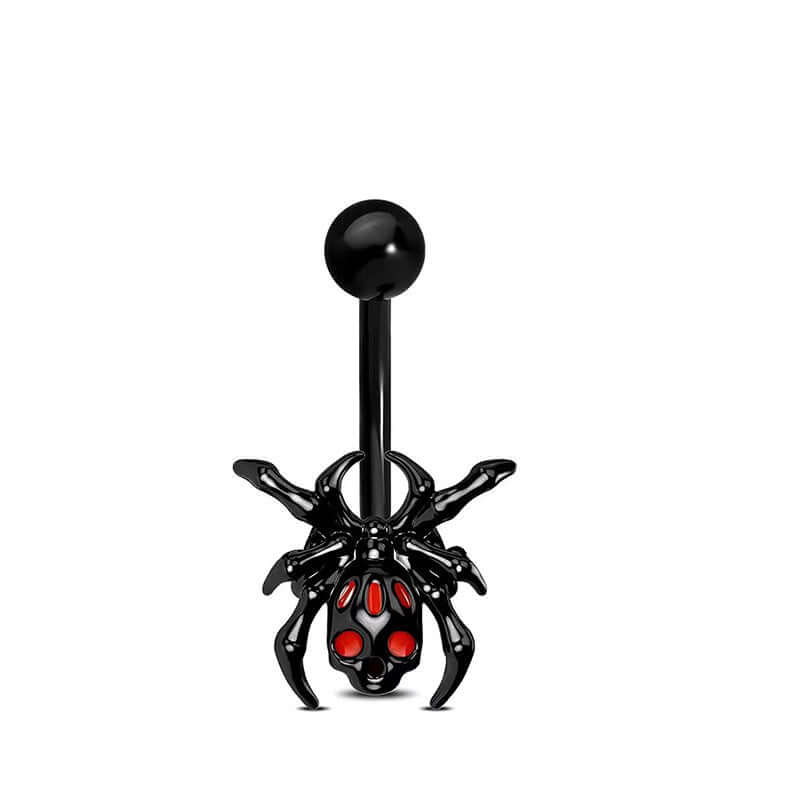 14G Goth Black Widow Vampire Bat Dangle Belly Button Rings - Body Jewelry for Piercing | Perfect for Halloween, Gothic Fashion & Alternative Style