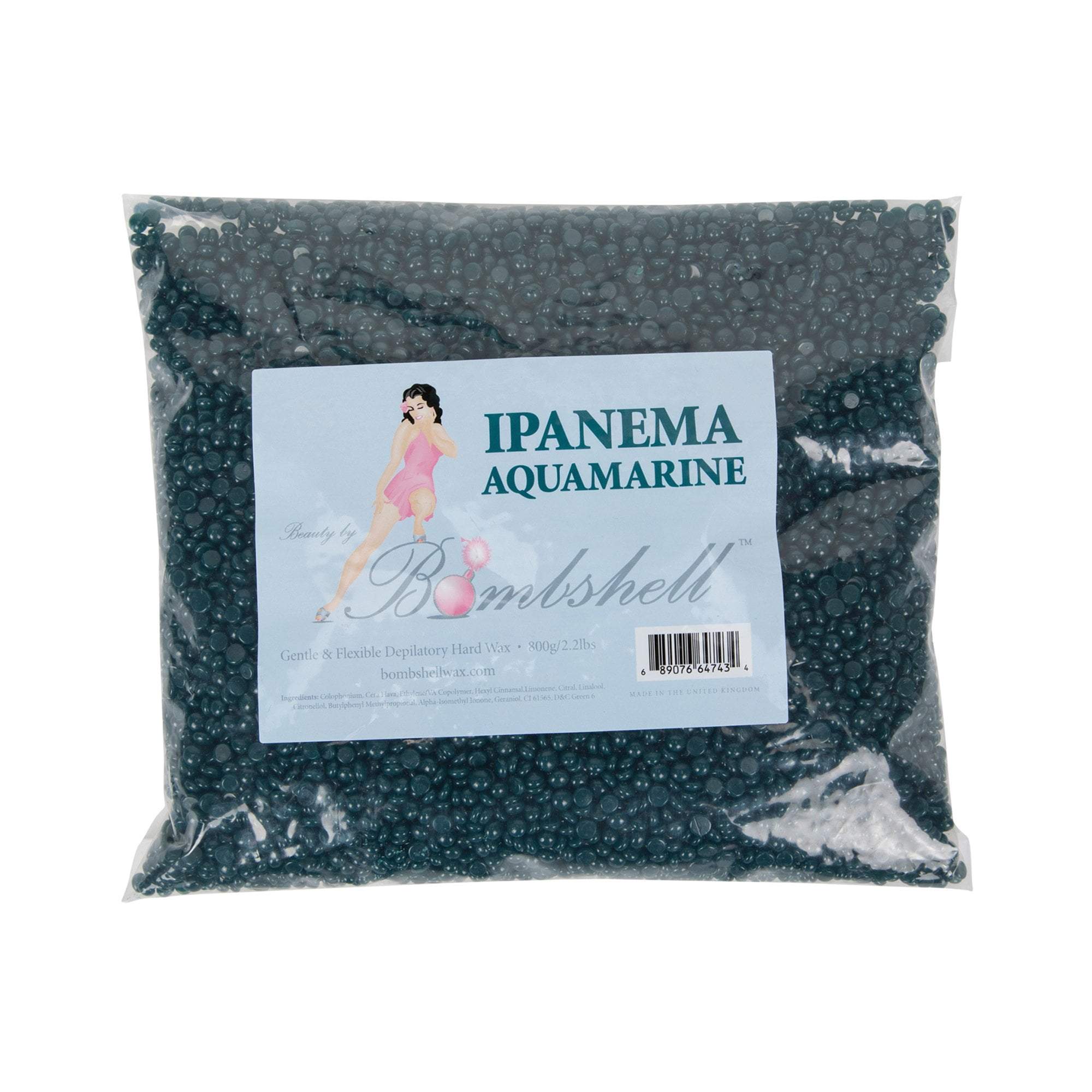 Bombshell Hard Wax for Hair Removal - Ipanema Aquamarine Scent, 2 lbs - Perfect for Salon & At-Home Waxing