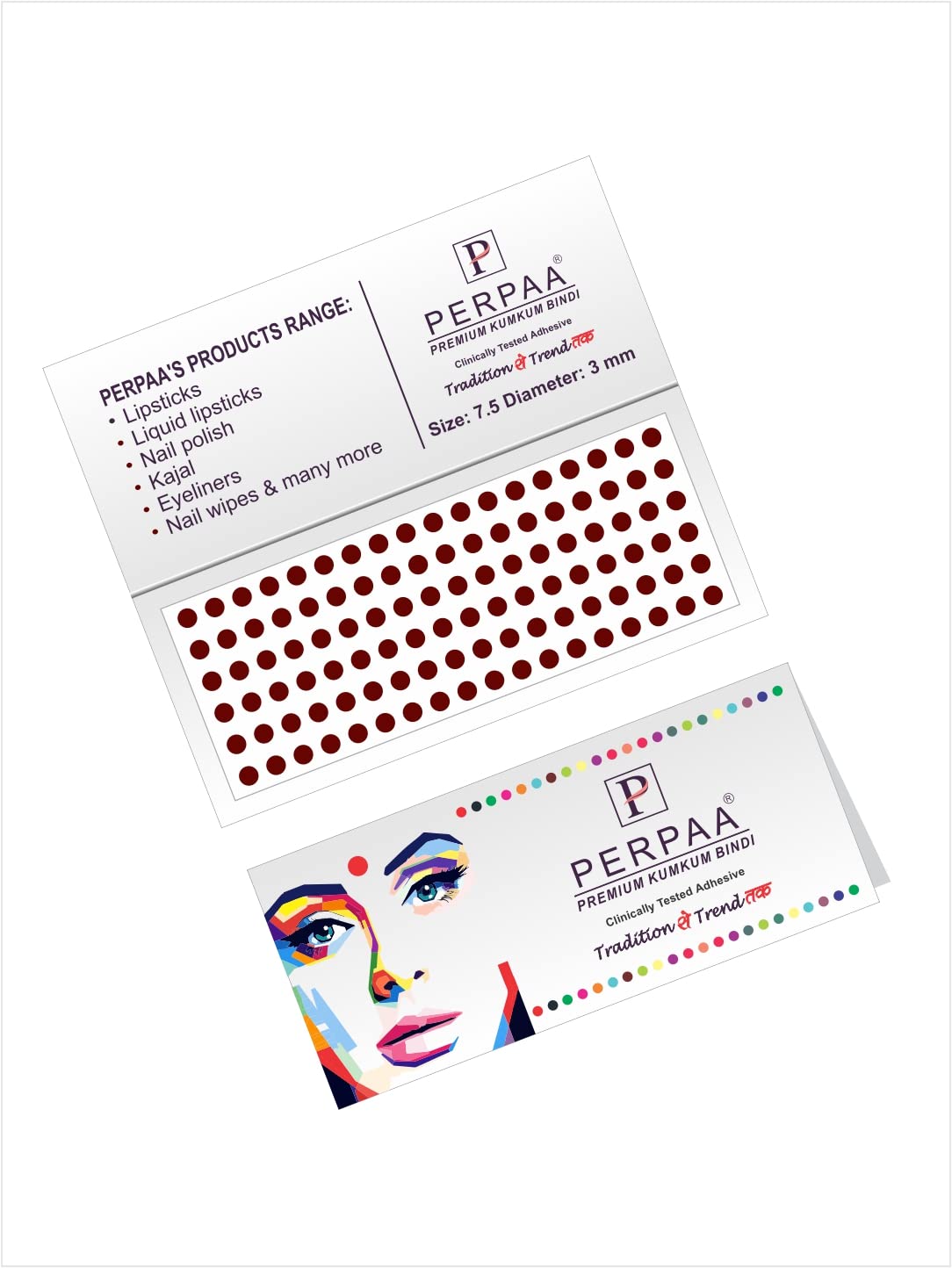 PERPAA Dark Maroon Round Kumkum Forehead Sticker Bindis for Women - Pack of 3 Flats (Dark Maroon Combo No.45) - Traditional Indian Bindi for Festivals, Weddings & Daily Wear