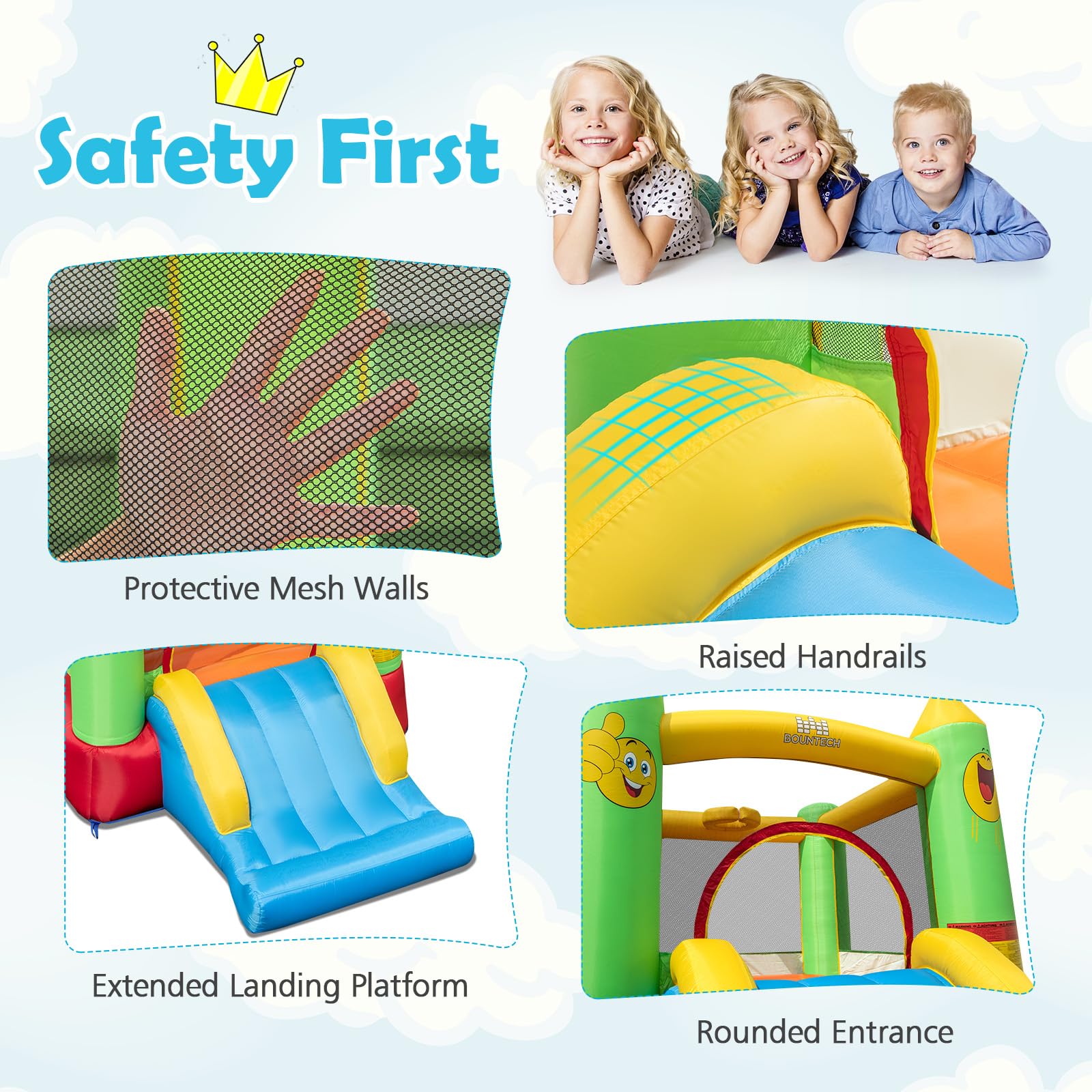 **BOUNTECH Inflatable Bounce House for Kids 3-6 Years - Heavy Duty Jumping Area & Slide - Indoor & Outdoor Mini Bouncy Castle for Toddler Boys & Girls - Perfect for Birthday Parties, Backyard Fun & Family Gatherings**