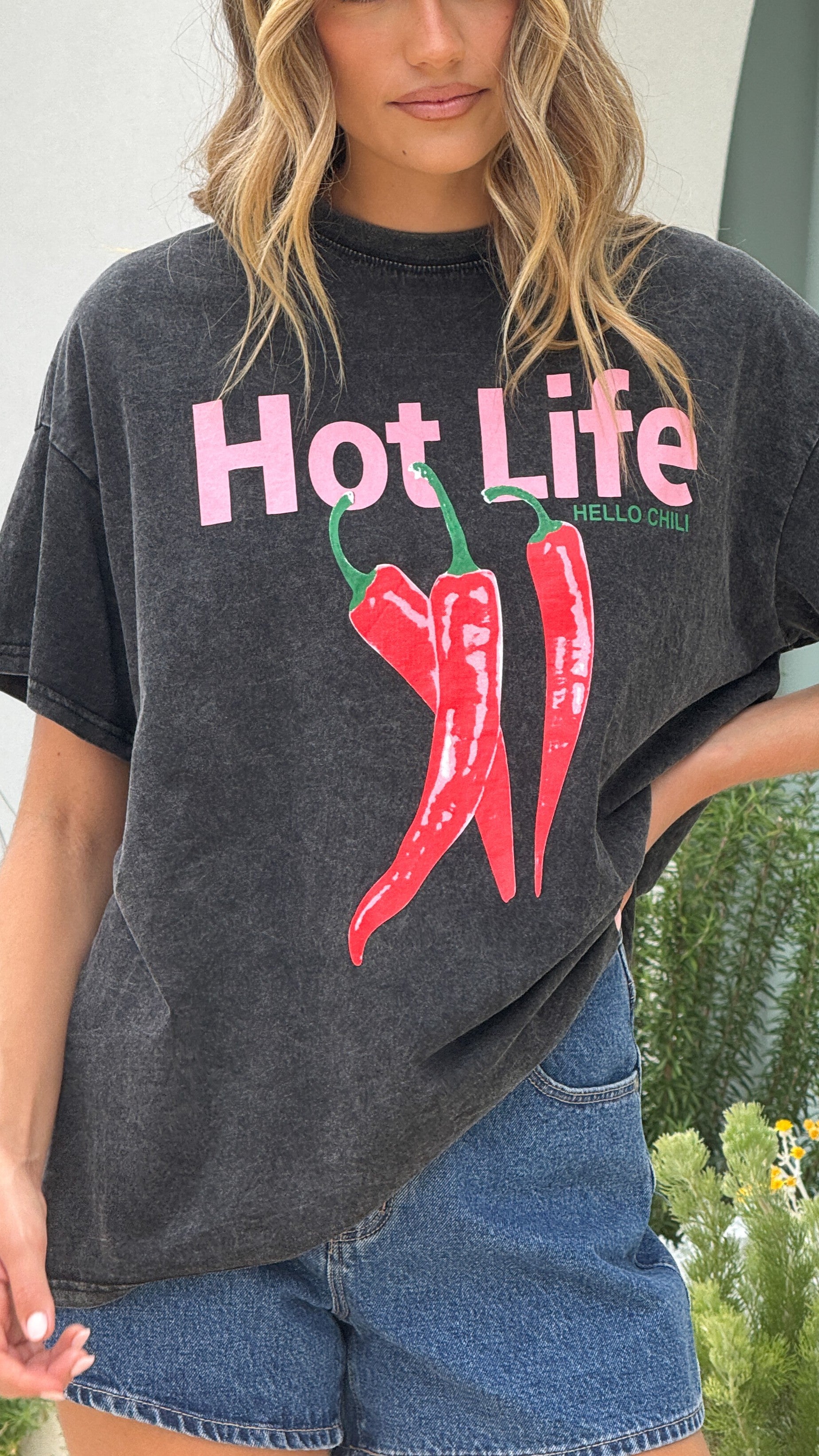 Hot Life Tee - Black Acid Wash Vintage T-Shirt for Men & Women | Soft Cotton Distressed Style for Casual Wear & Street Fashion