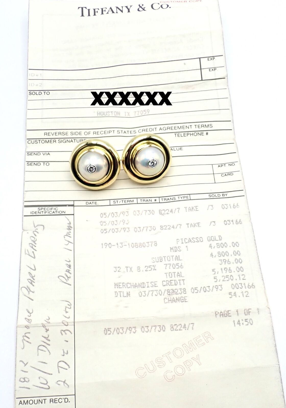 Authentic Tiffany & Co Picasso 18k Yellow Gold Diamond Mabe Pearl Earrings - Luxury Jewelry for Women, Perfect for Weddings, Anniversaries & Special Occasions