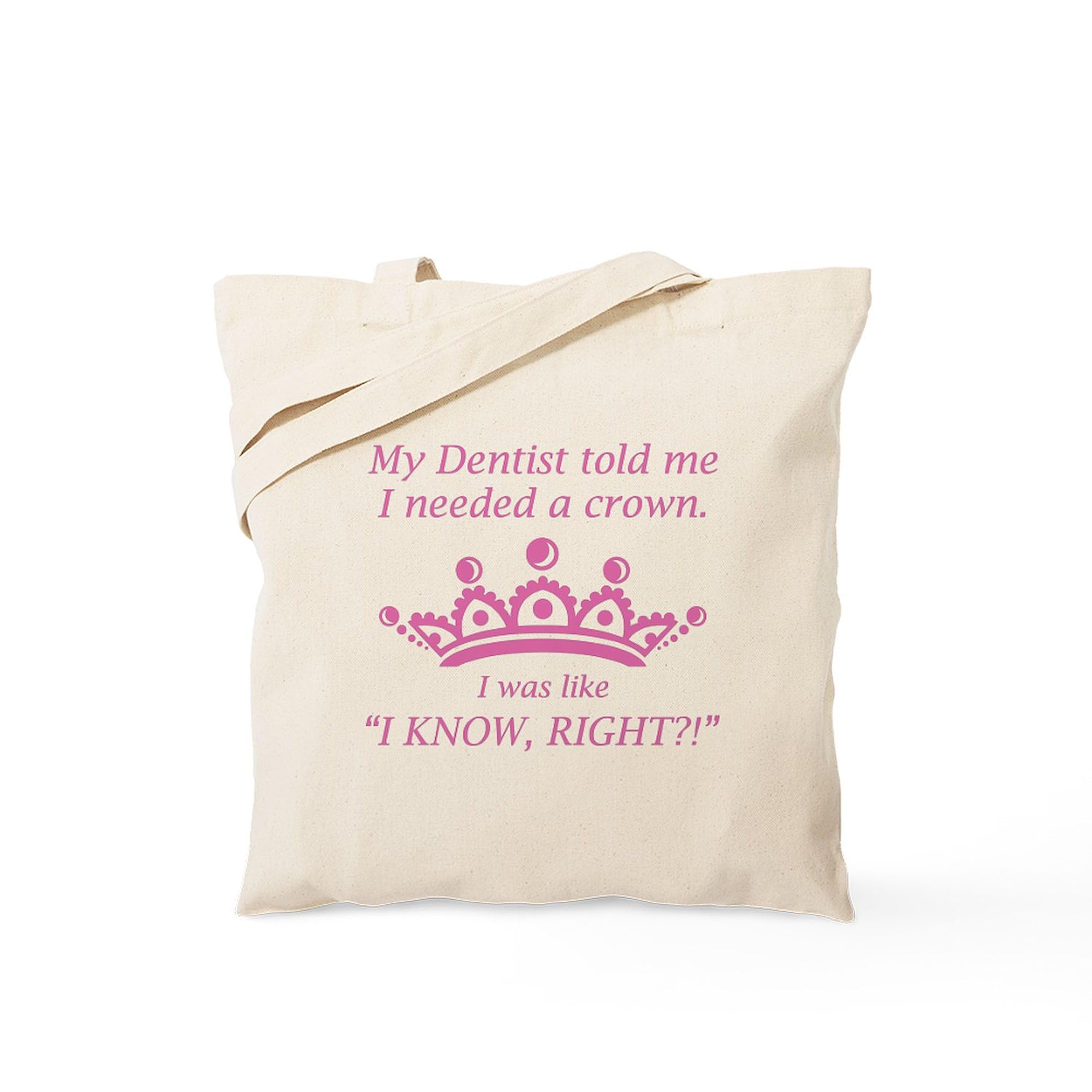 CafePress 'I Needed A Crown' Natural Canvas Tote Bag - Reusable Grocery Shopping Bag for Women, Eco-Friendly Beach Tote & Work Tote