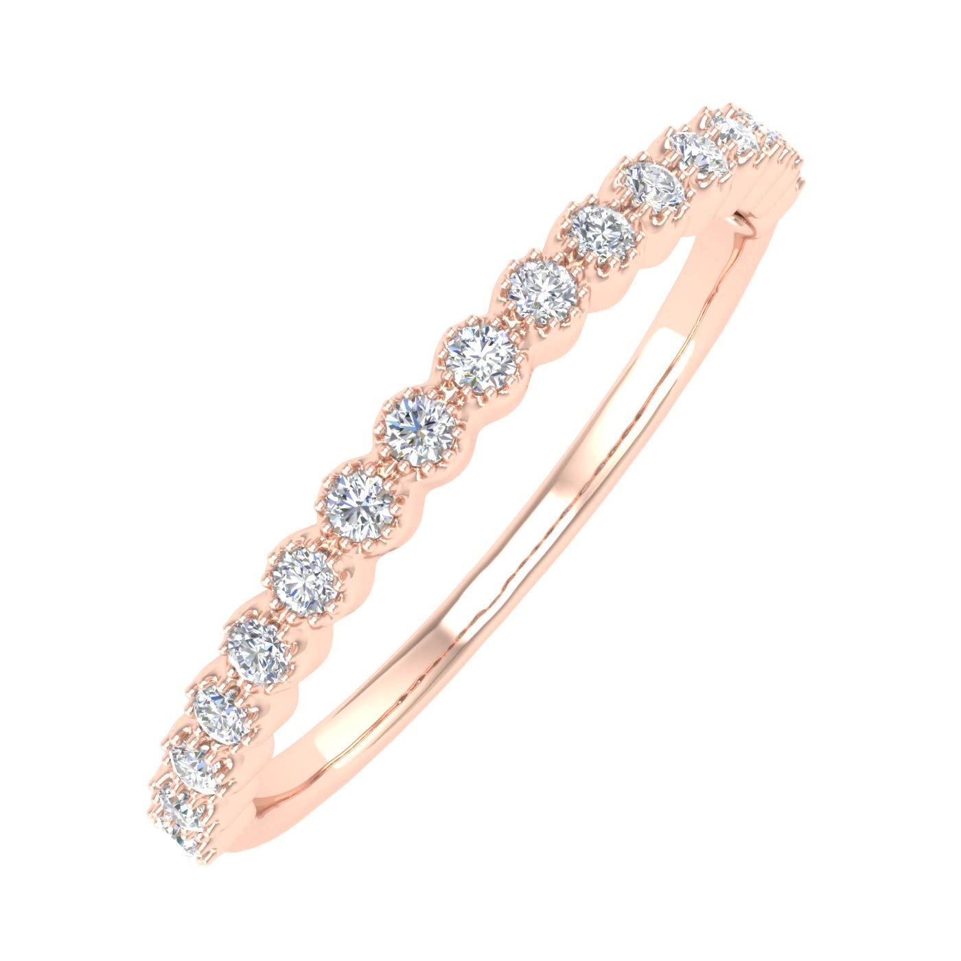 1/5 Carat Bezel Set Diamond Wedding Band Ring in 14K Solid Gold - Elegant Bridal Jewelry for Engagement, Anniversary & Special Occasions