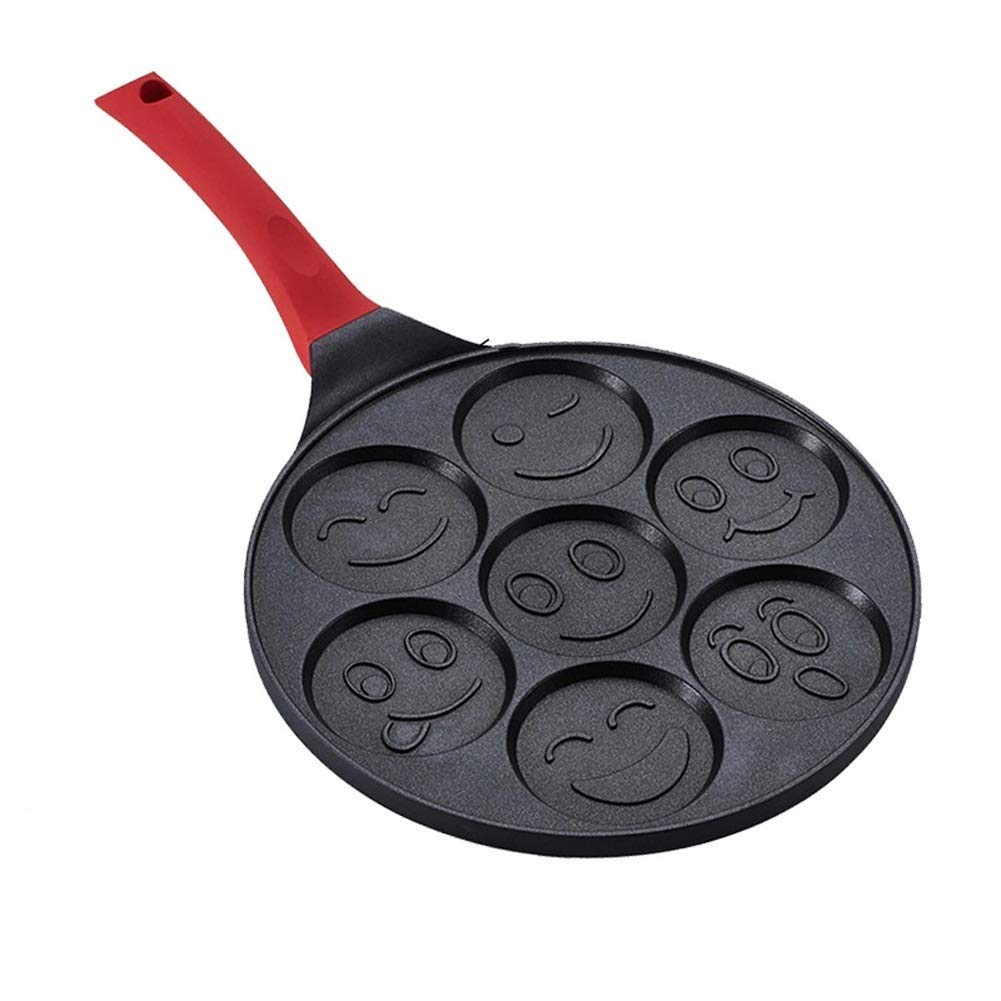 ZLDGYG 7-Hole Non-Stick Breakfast Pan - Multi-Function Flat Bottom Egg Frying Pan for Omelets, Dumplings & Pancakes - Perfect for Quick Breakfast, Baby Food & Family Cooking (Black/Phiz Color Options)