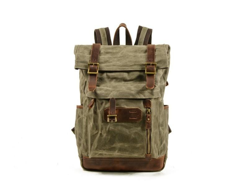 Durable Leather and Canvas Backpack Purse for Women - Stylish Laptop Bag for Work, Travel & School | Water-Resistant & Spacious Design