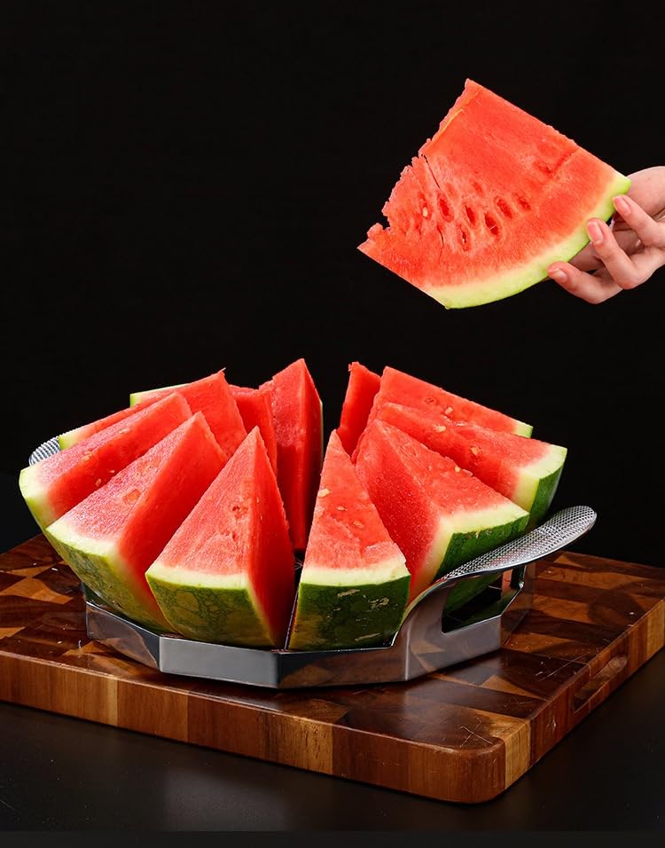 Stainless Steel Round Watermelon Slicer with Non-Slip Handle - Multi-Fruit Cutter for Watermelons, Apples & More - Sharp & Durable Kitchen Tool for Fruit Salads, Smoothies & Party Platters