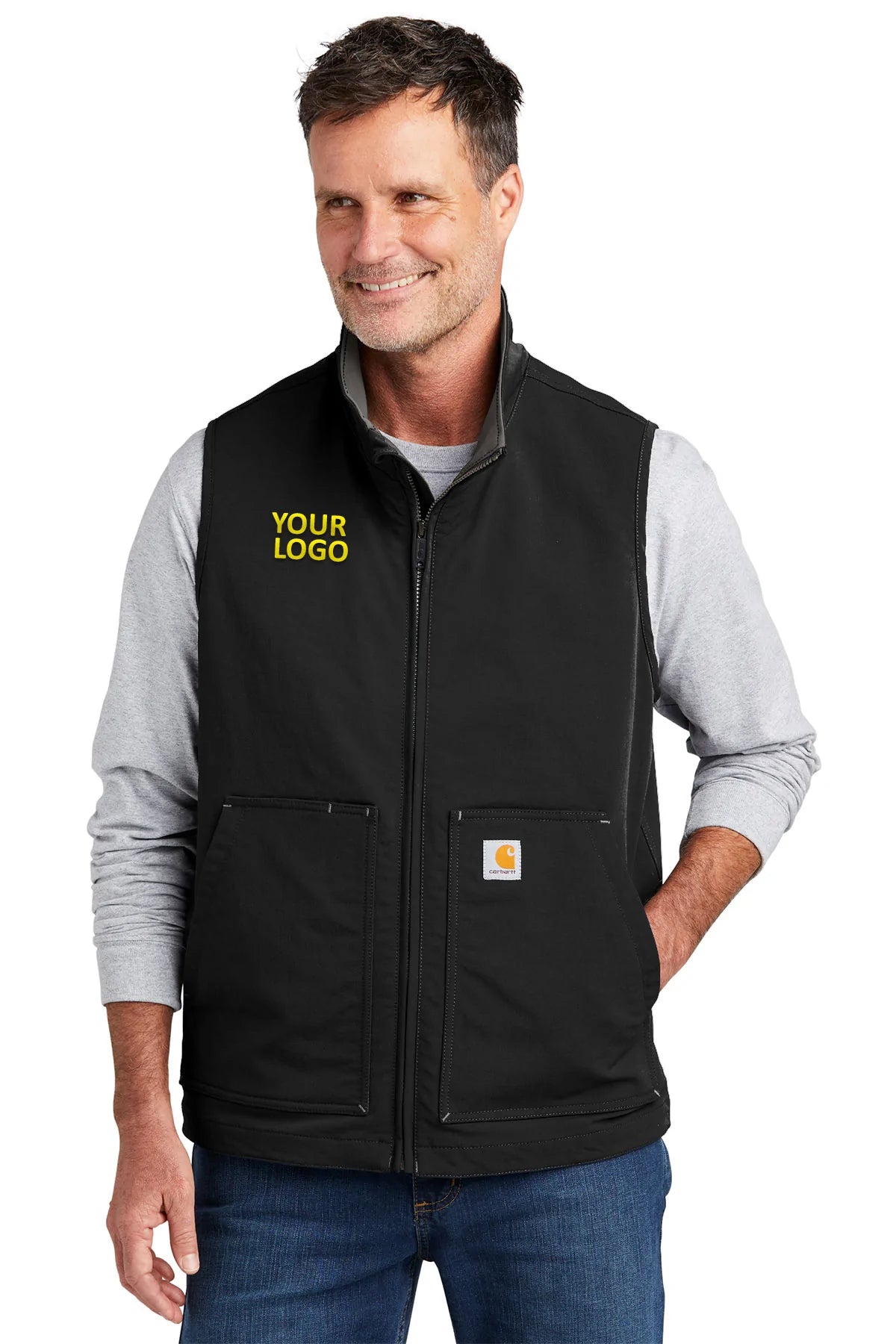 Carhartt Super Dux Soft Shell Customized Vests for Men - Black Workwear Jacket for Outdoor, Construction & Hunting | Durable & Water-Resistant