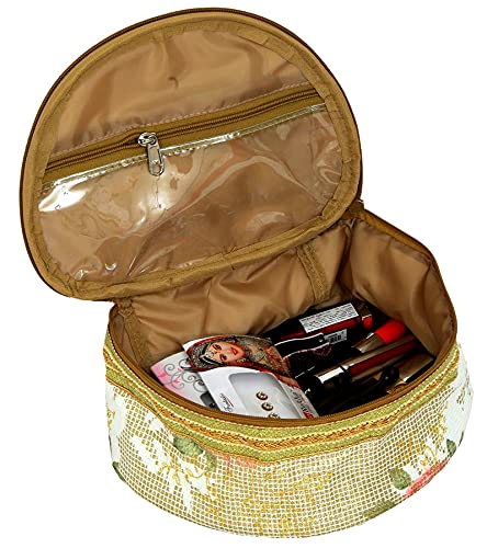 Kuber Laminated Makeup Bag - Travel Toiletry Case with Handle (2-Pack, Gold) for Cosmetics & Travel Organizer