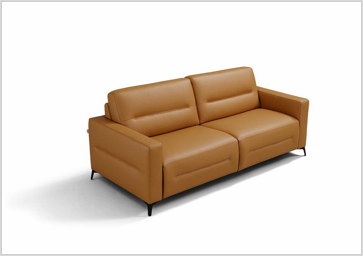 Kathy Ireland Tucson Genuine Leather Queen Sleeper Sofa with Chrome Steel Legs - Convertible Sofa Bed for Living Room, Guest Room & Small Spaces