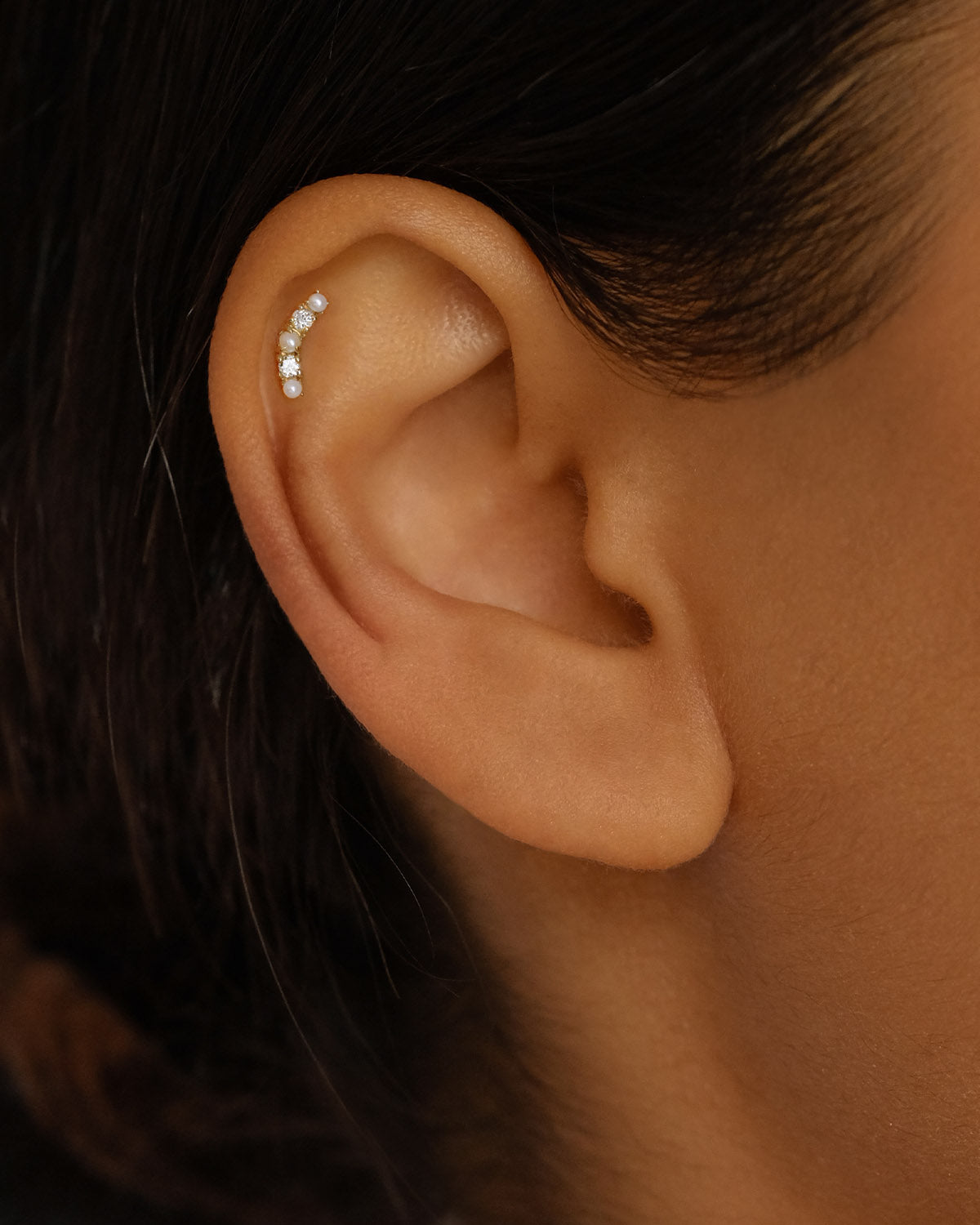 14K Solid Gold Diamond Cartilage Flatback Earrings for Women - Elegant & Dainty Hoop Earrings for Helix, Tragus, or Lobe Piercing - Perfect for Everyday Wear, Parties & Special Occasions