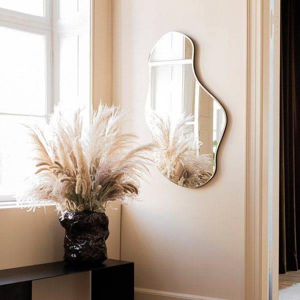 FERM LIVING Pond Mirror Large - Dark Chrome Finish - Modern Round Wall Mirror for Living Room, Bedroom & Bathroom Decor