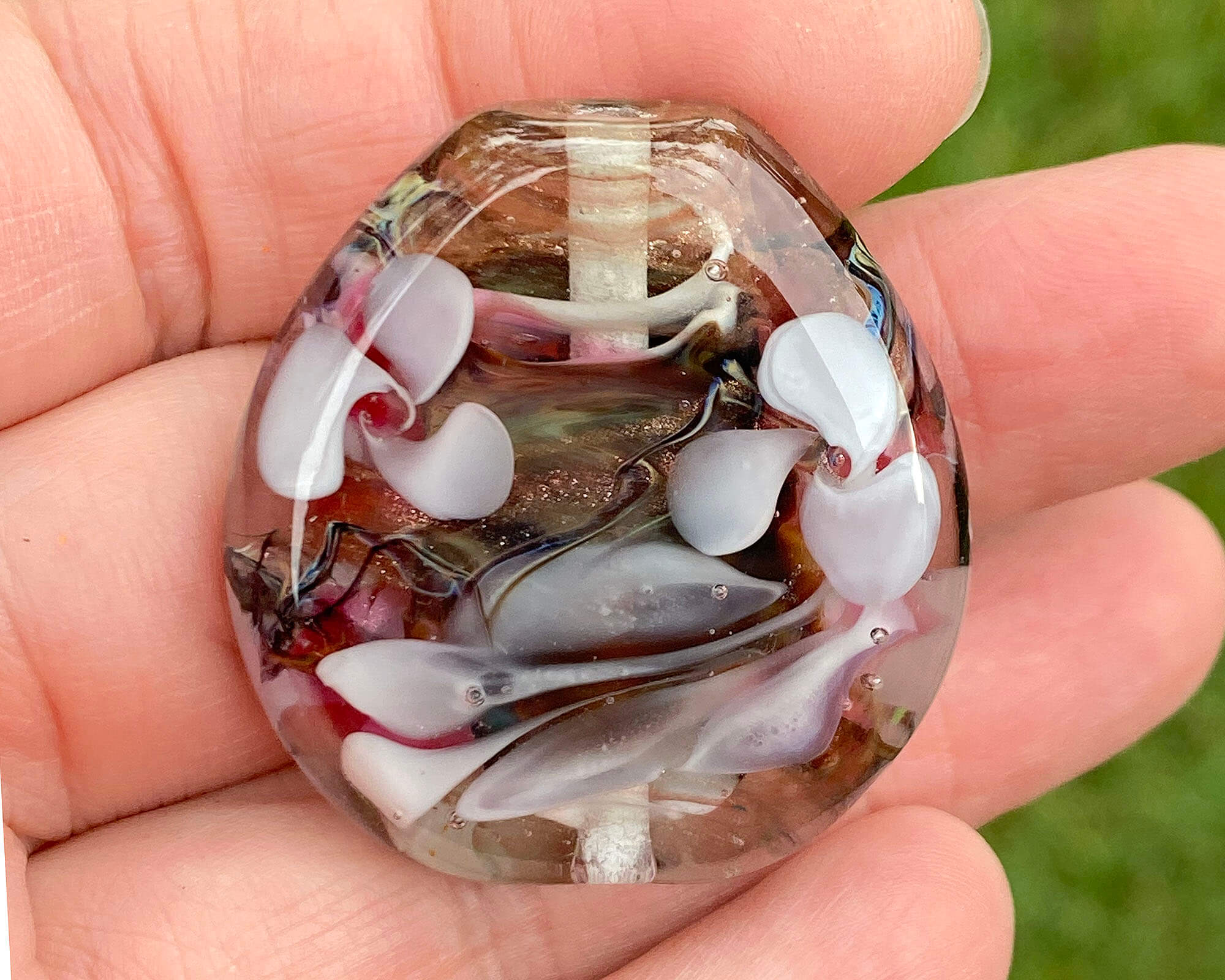 Japanese Cherry Blossom Lampwork Glass Focal Bead for Jewelry Making - Handmade Artisan Bead for Necklaces, Bracelets, DIY Crafts - Perfect for Spring & Wedding Accessories