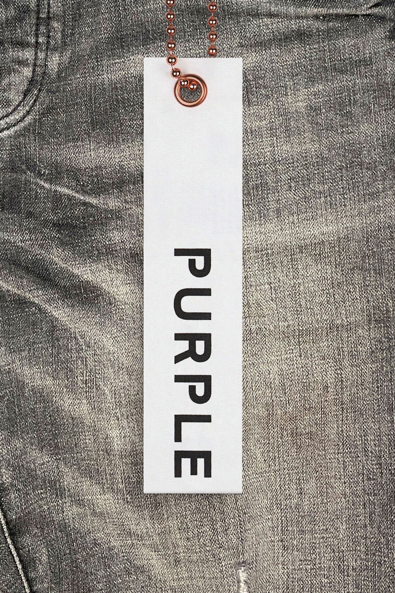 PURPLE BRAND P002 Grey Distressed Blowout Jeans for Men - Trendy Ripped Denim Pants for Casual Wear & Street Style