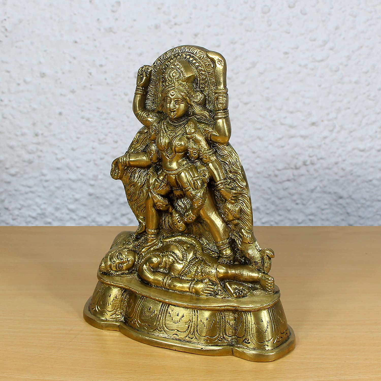 Handmade Brass Kali Maa Sculpture - Hindu Goddess Kali Murti Idol for Home Altar & Spiritual Puja Worship | Divine Adi Shakti Ma Statue for Meditation & Temple Decor