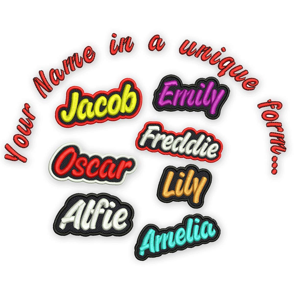 Custom Embroidered Iron On/Sew On Black Border Patch - Personalize Bags, Jeans, Backpacks, Dog Collars & Work Shirts | Unique Freehand Design for DIY Fashion & Crafts