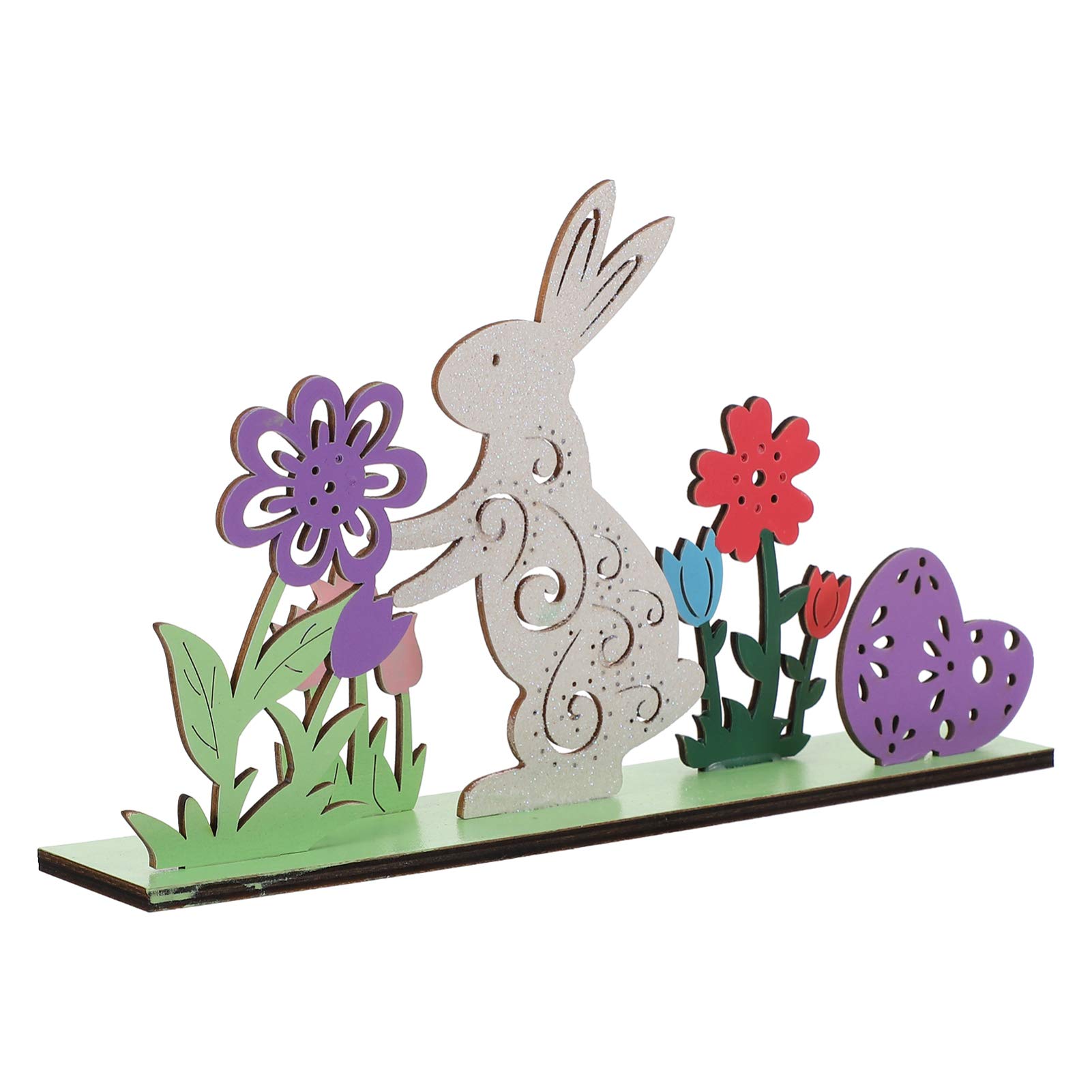 NUOBESTY Wooden Easter Bunny Decor - Cute Standing Rabbit with Easter Eggs - Handcrafted Wooden Home Decor for Spring, Easter Tabletop, Party & Gift - Perfect for Easter Celebrations, Home Decor, and Holiday Gifting