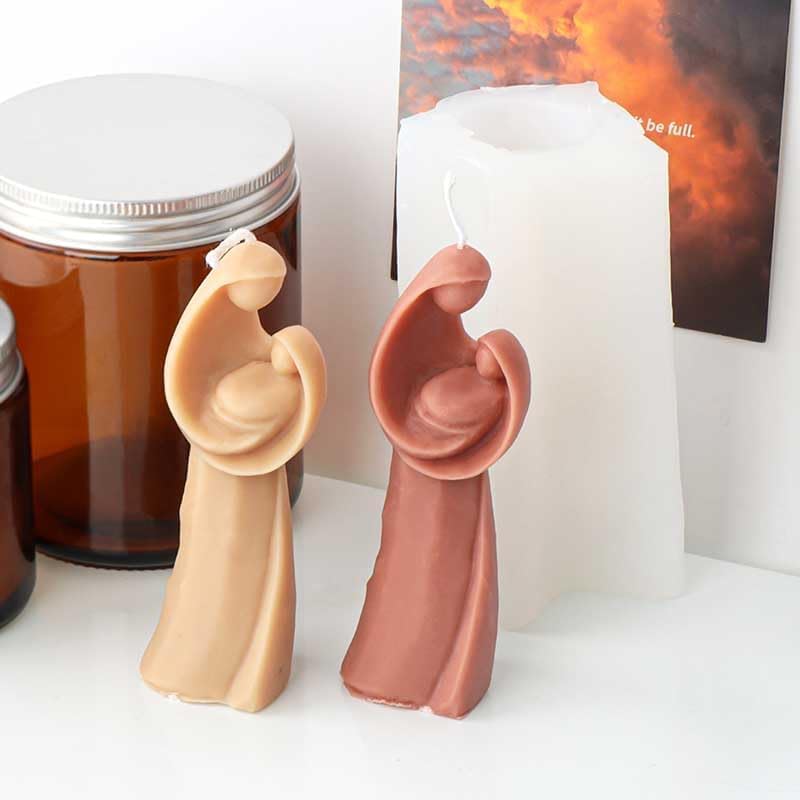 MATIN IMPEX Virgin Mary Embracing Children Silicone Candle Mold - DIY Resin, Aromatherapy, Handmade Wax & Soap Molds for Home Decor (WCM417) - Perfect for Religious Crafts, Gift Making & Holiday Decorations