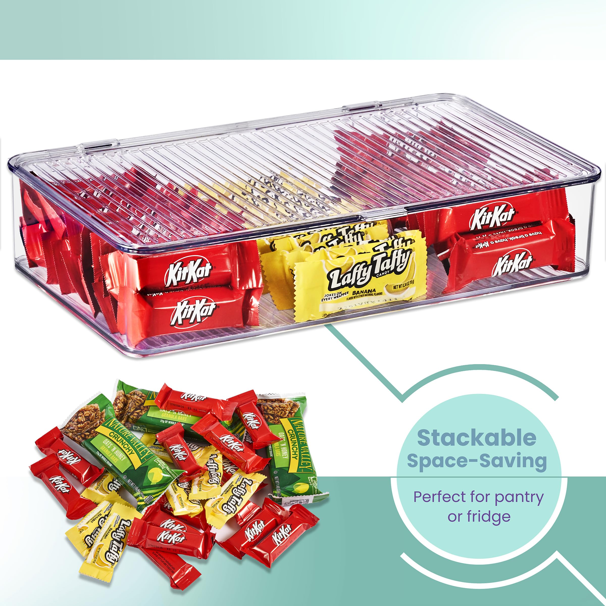Sorbus Clear Plastic Fridge Organizer & Pantry Storage Bins with Lids - Stackable Freezer & Cabinet Organizers for Food, Snacks, Cosmetics & Office Supplies - 2 Pack - Perfect for Kitchen, Bathroom & Office Organization