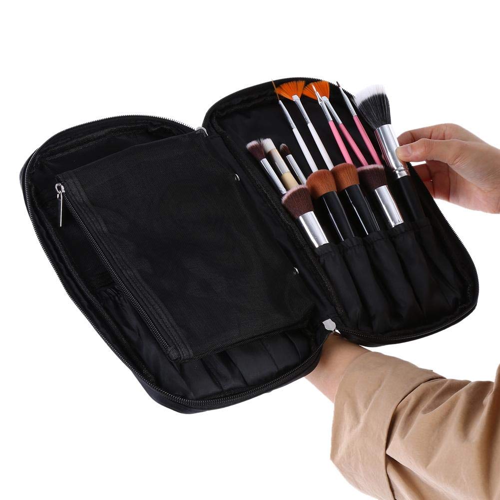 Waterproof Cosmetic Makeup Brush Bag - Travel Toiletry Organizer with Zipper, Black Storage Case for Brushes & Beauty Tools | Perfect for Travel, Gym, and Daily Use
