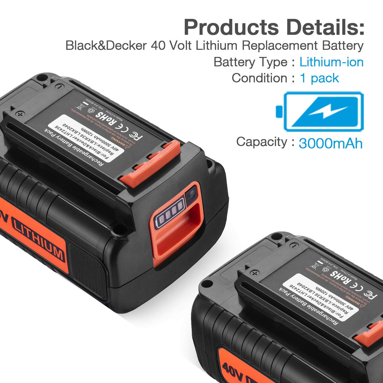 Original Black & Decker LBXR36 LBXR2036 LBX2040 Replacement Battery - Compatible with Cordless Drills, Power Tools - Perfect for DIY Projects, Home Repairs & Professional Use