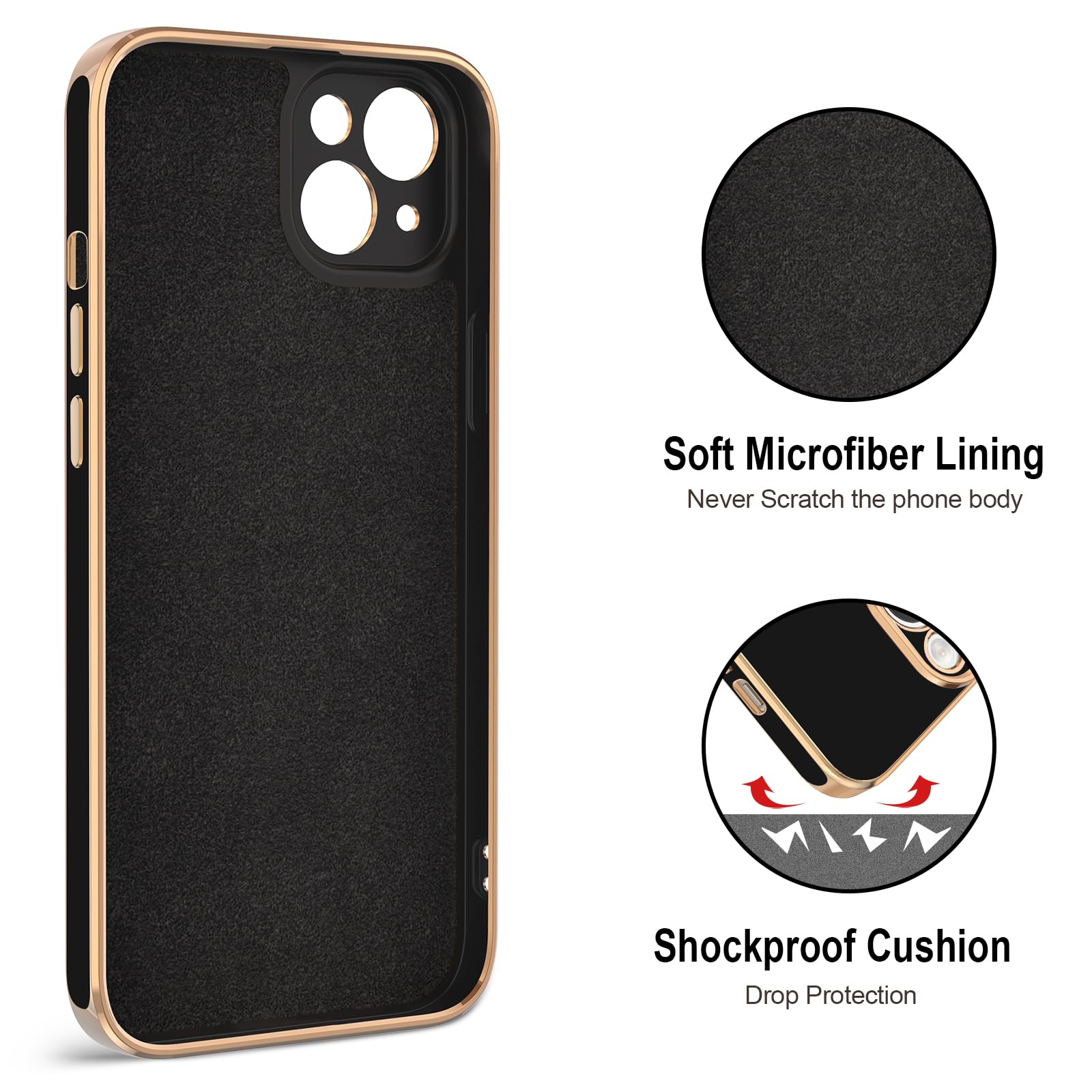 Premium Magnetic iPhone 15 Case with 360° Rotatable Ring Stand - Rose Gold Plated Luxury Protective Cover for iPhone 15 6.1