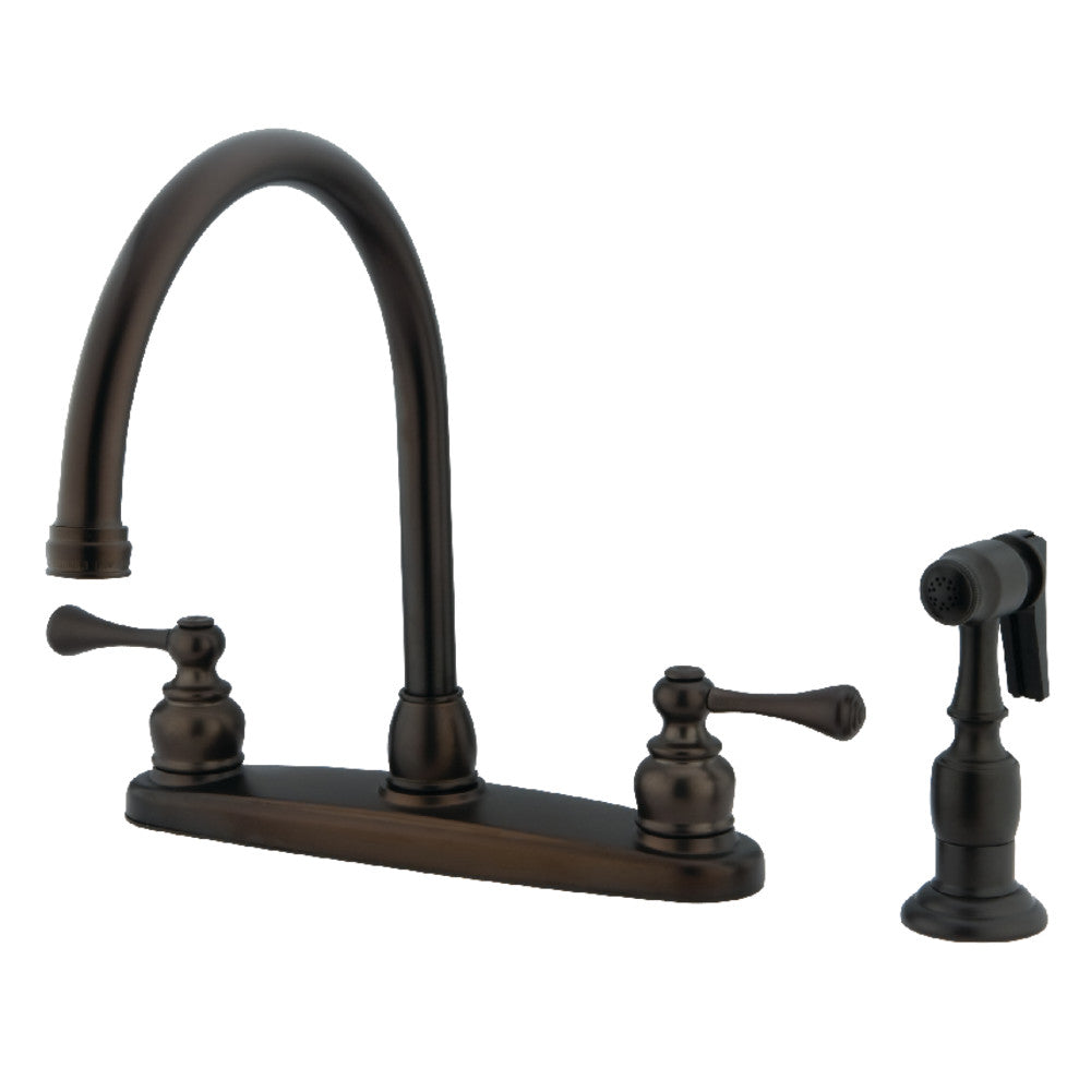 Kingston Brass KB725BLBS Vintage 8 Inch Centerset Kitchen Faucet - Classic Design for Modern Kitchens | Perfect for Farmhouse, Cottage & Traditional Home Decor
