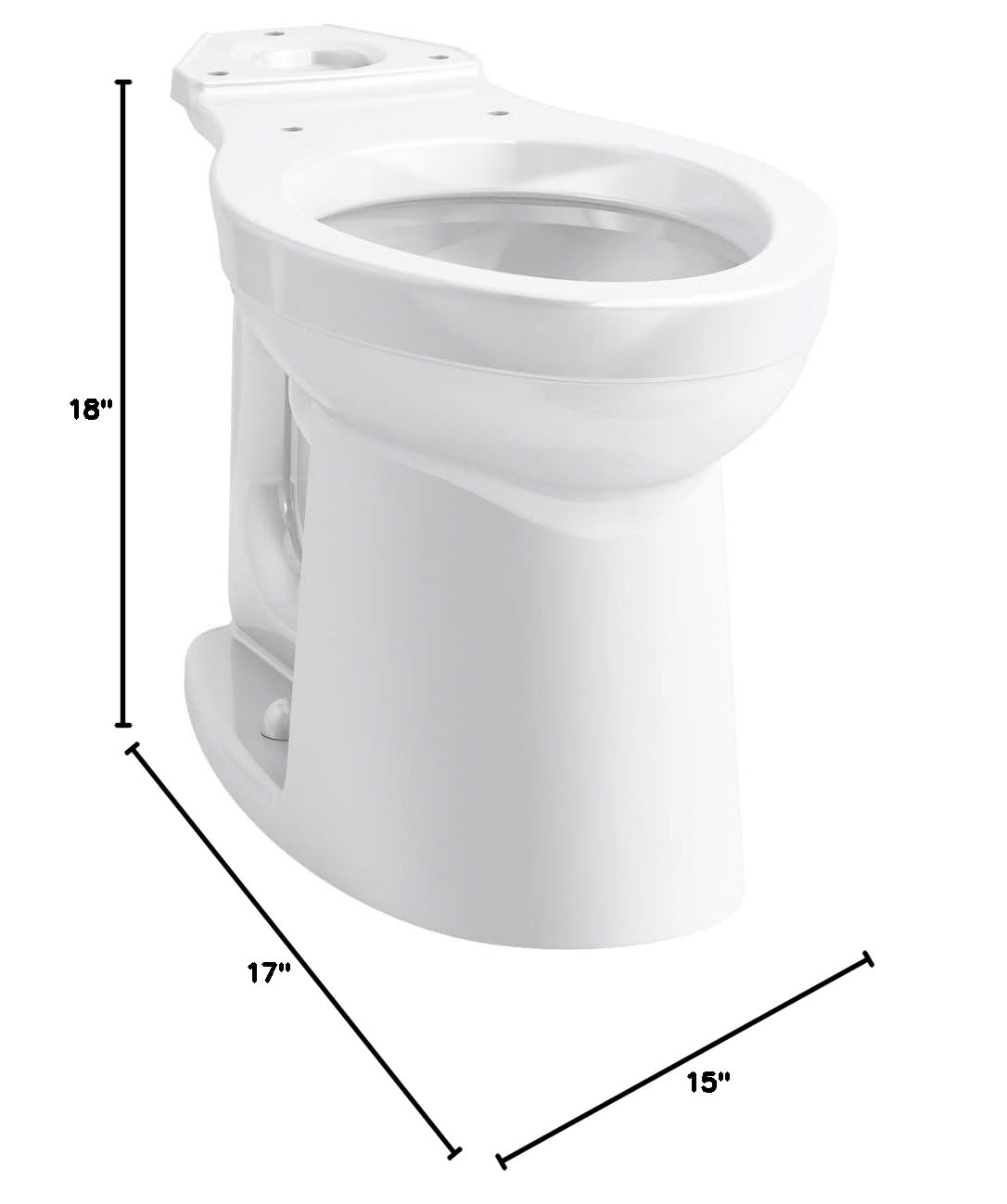 KOHLER Kingston™ Comfort Height® Elongated Toilet Bowl - White, 2-Piece, ADA Compliant, Water Efficient for Bathroom & Powder Room Renovation