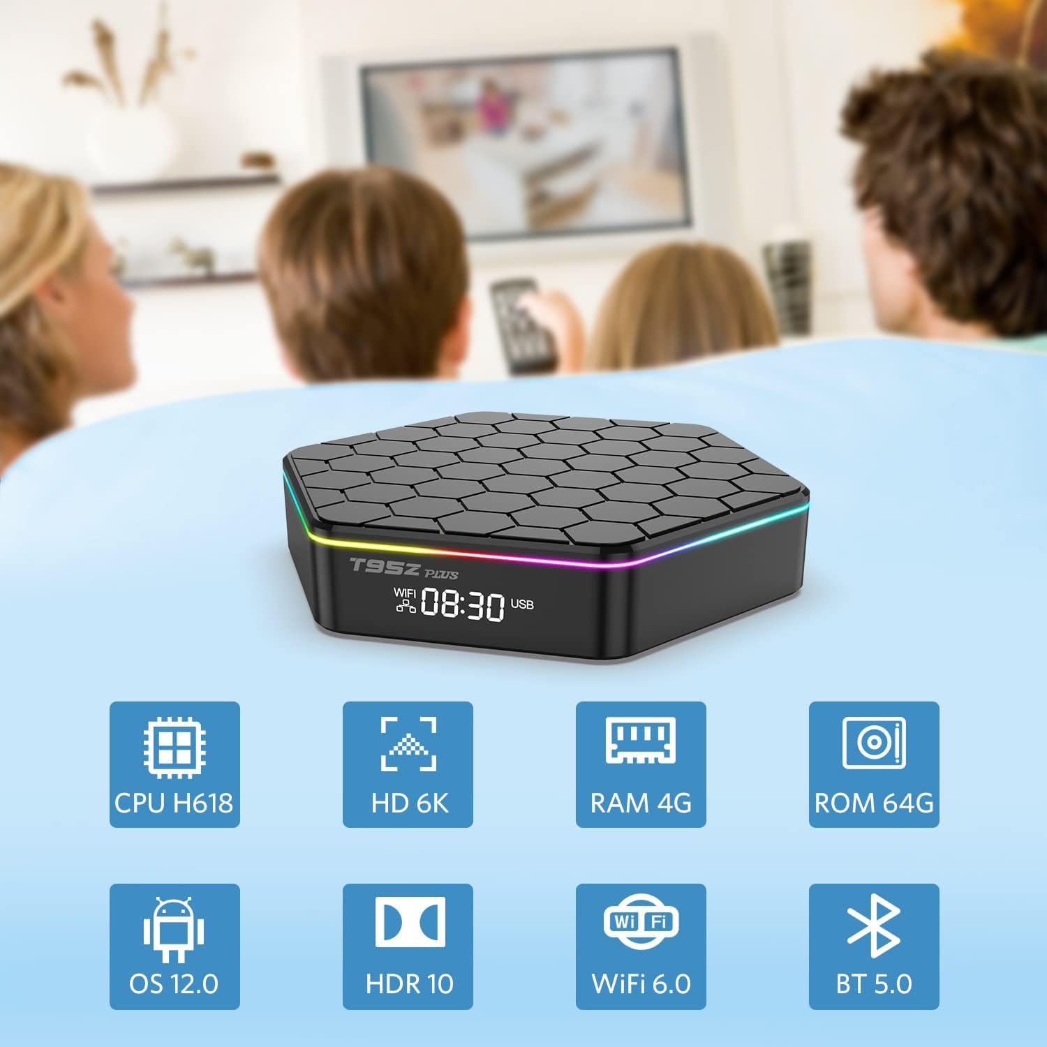 Allwinner H618 Android 12.0 TV Box - 4GB RAM 64GB ROM Smart Streaming Media Player with 6K HD/H.265, Dual-Band WiFi, BT 5.0 & Ethernet - Perfect for Netflix, YouTube & Home Entertainment