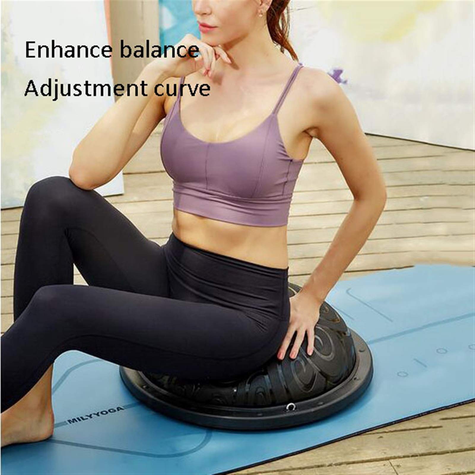 Half Ball Balance Trainer with Resistance Bands & Foot Pump - 23 Inch Core Stability Ball for Home Gym, Strength Training & Fitness Workouts (Pink, 58cm) - Perfect for Yoga, Pilates & Physical Therapy Exercises