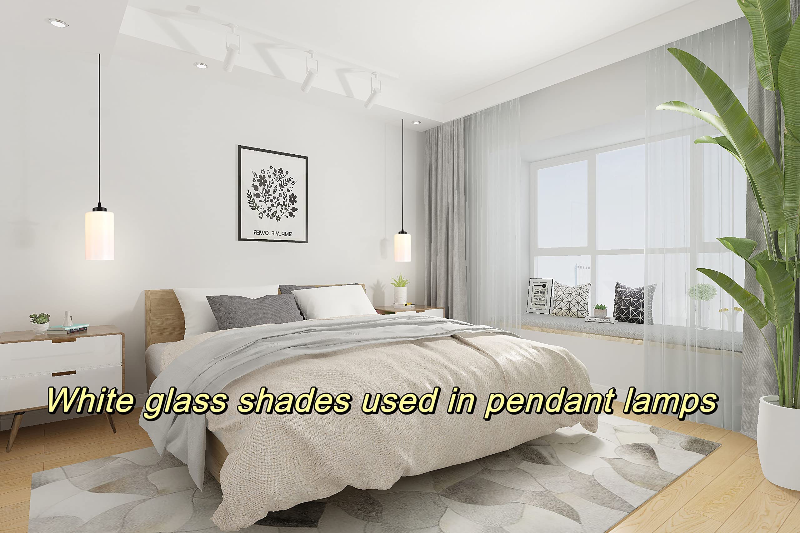 4 Pack White Glass Lamp Shades Replacement - 5.51