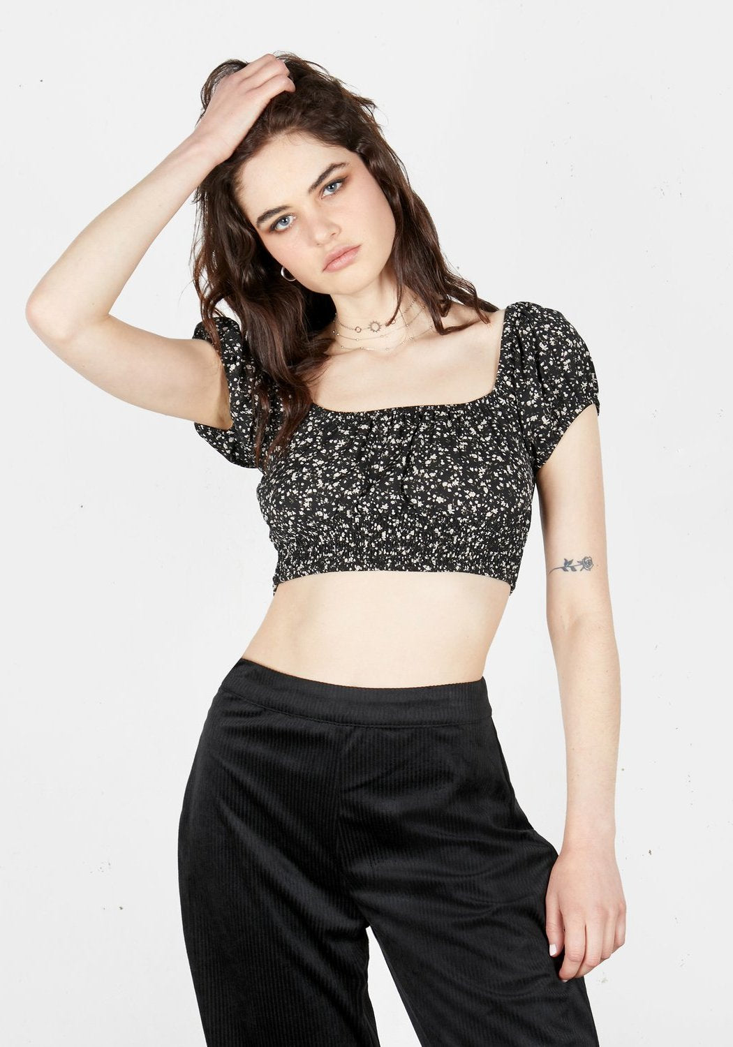 Milkweed Bardot Crop Top - Women's Floral Print Off Shoulder Blouse for Summer, Beach, and Casual Outfits