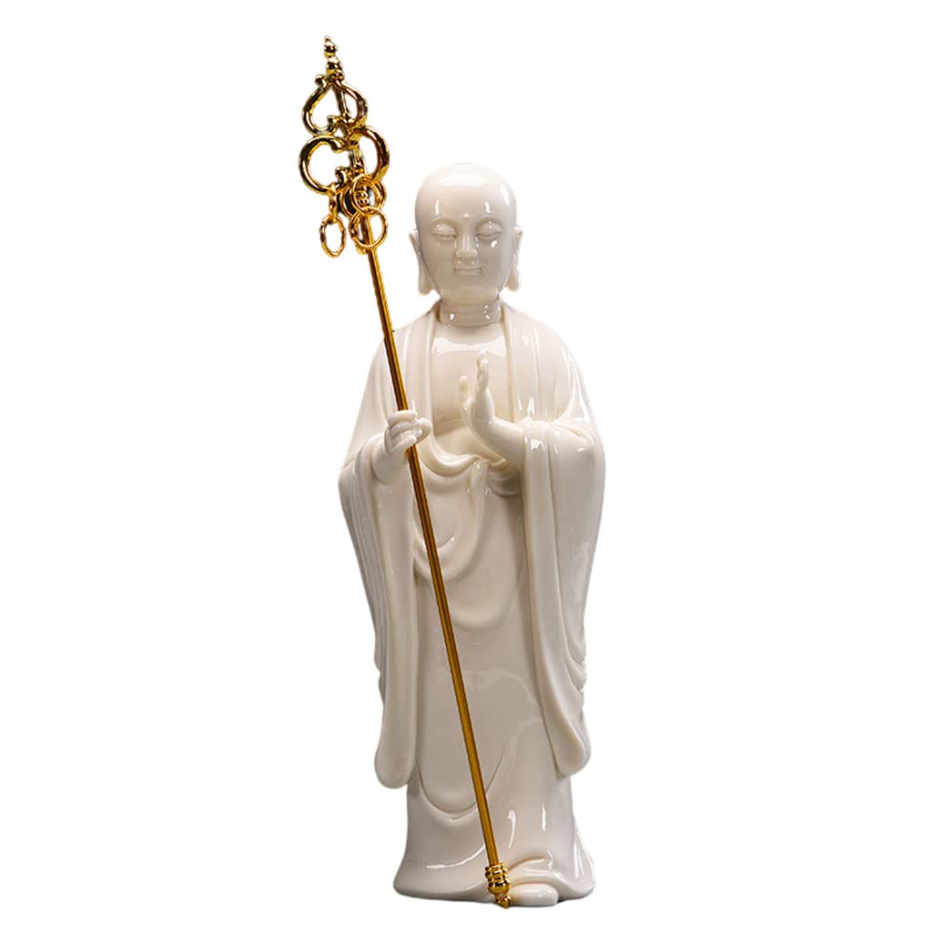 ZXIN Porcelain Buddha Statue - Zen Figurine for Home & Garden Decor, Feng Shui Jizo Bodhisattva in Asian Style Blue - Perfect for Meditation Spaces, Office Serenity & Outdoor Zen Gardens
