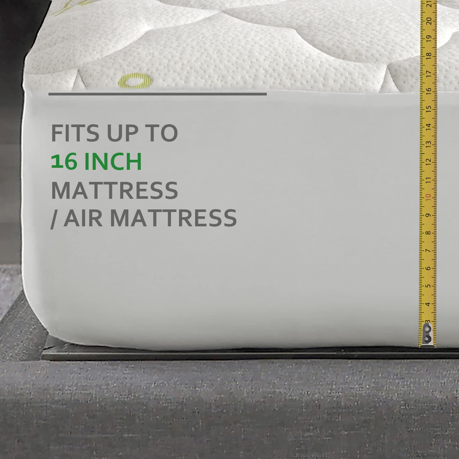 Queen Size Bamboo Viscose Mattress Topper - Soft, Breathable & Noiseless Air Mattress Cover for Camping, Stretches up to 18