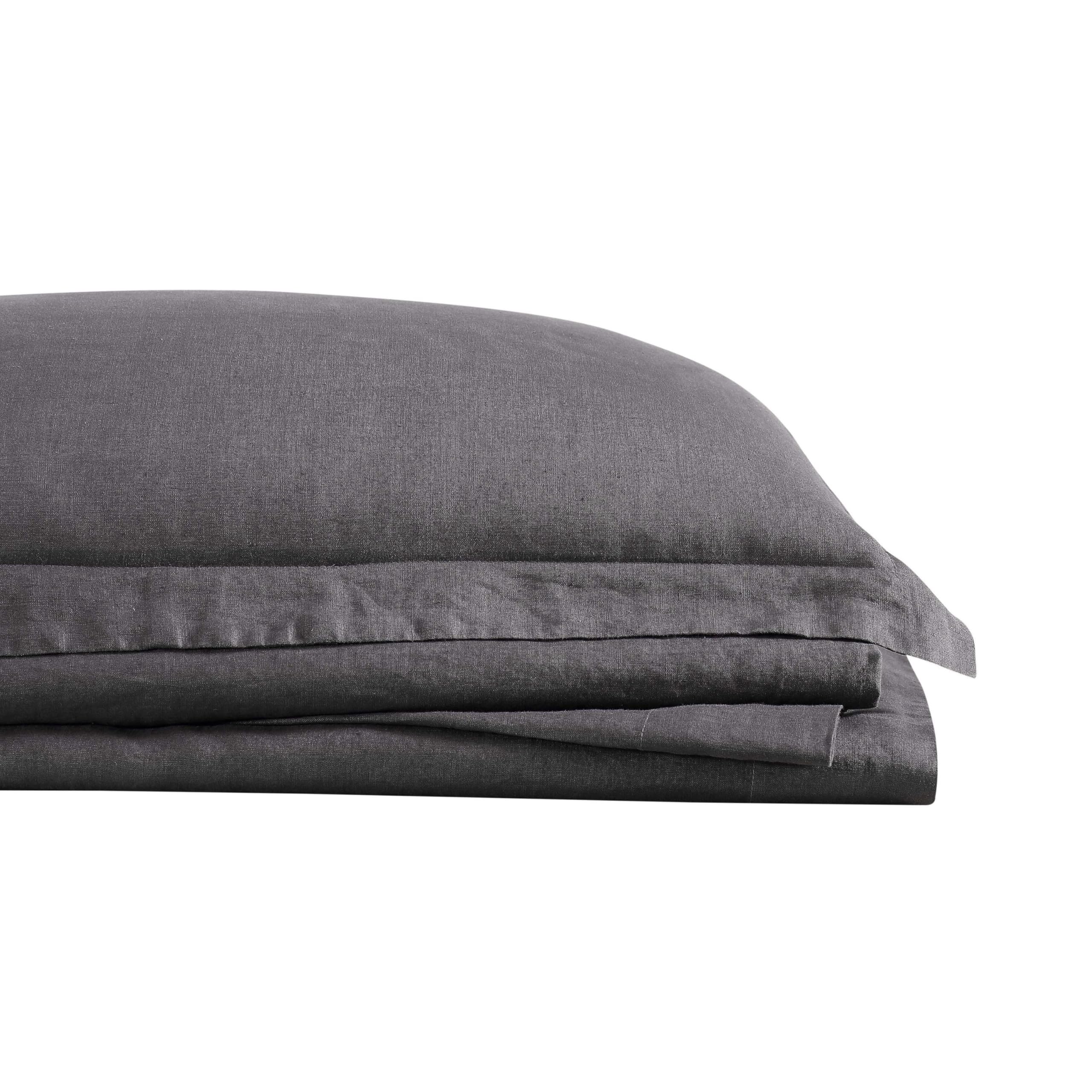 Brooklyn Loom 100% Linen Sheet Set - Queen Size 4-Piece, Charcoal Gray, OEKO-TEX Certified Organic Bedding for Men & Women - Perfect for All-Season Comfort, Luxury Hotel Style Bedroom Upgrade
