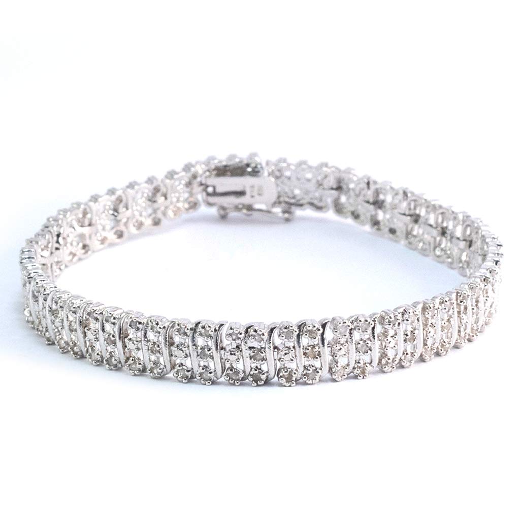 14K Gold Plated Diamond Tennis Bracelet for Women - Sterling Silver 2 Carat Cubic Zirconia Link Bracelet (7/7.5/8 Inch) - Perfect for Weddings, Anniversaries & Special Occasions